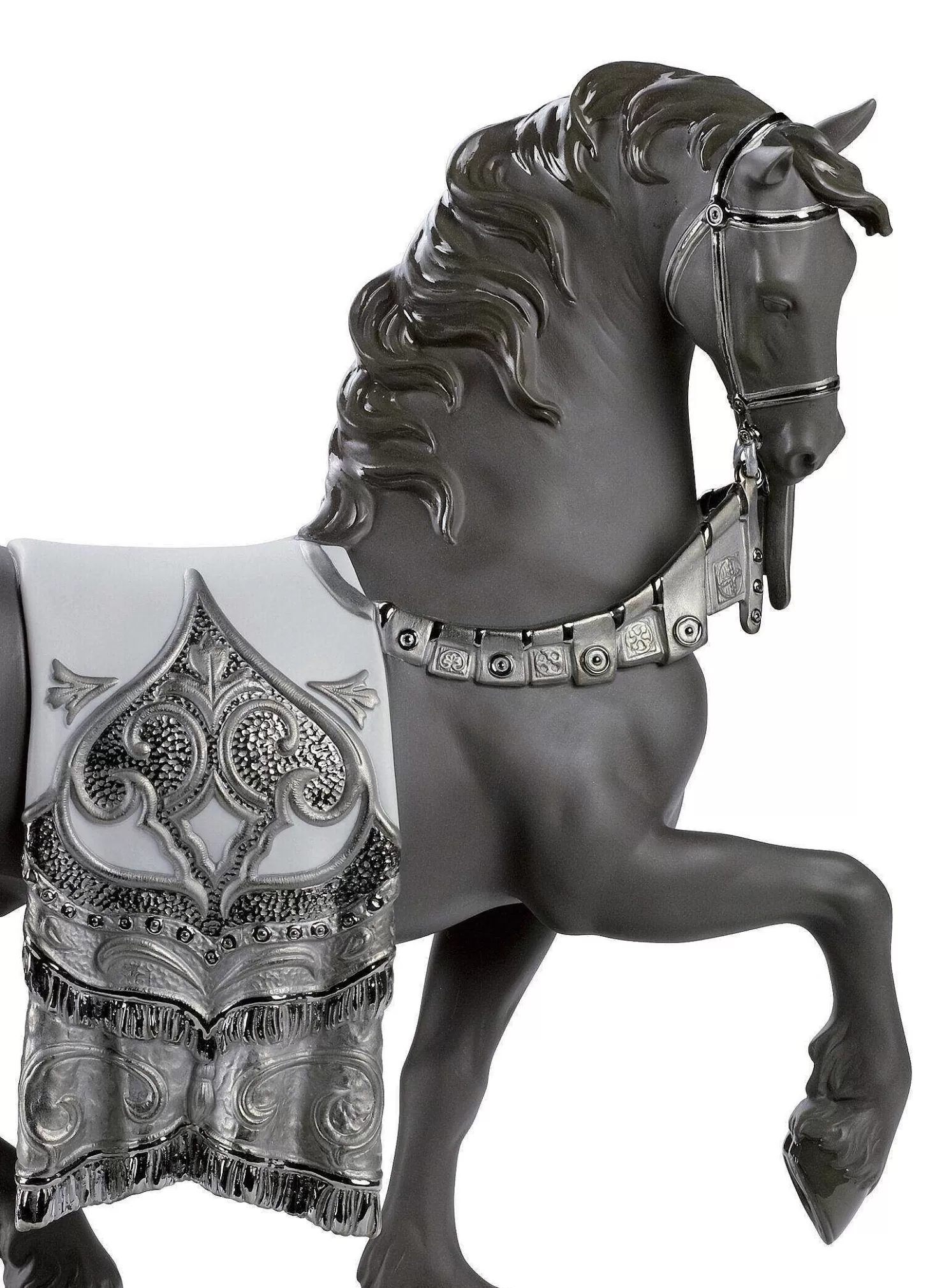 Lladró A Regal Steed Horse Sculpture. Silver Lustre^ Animals