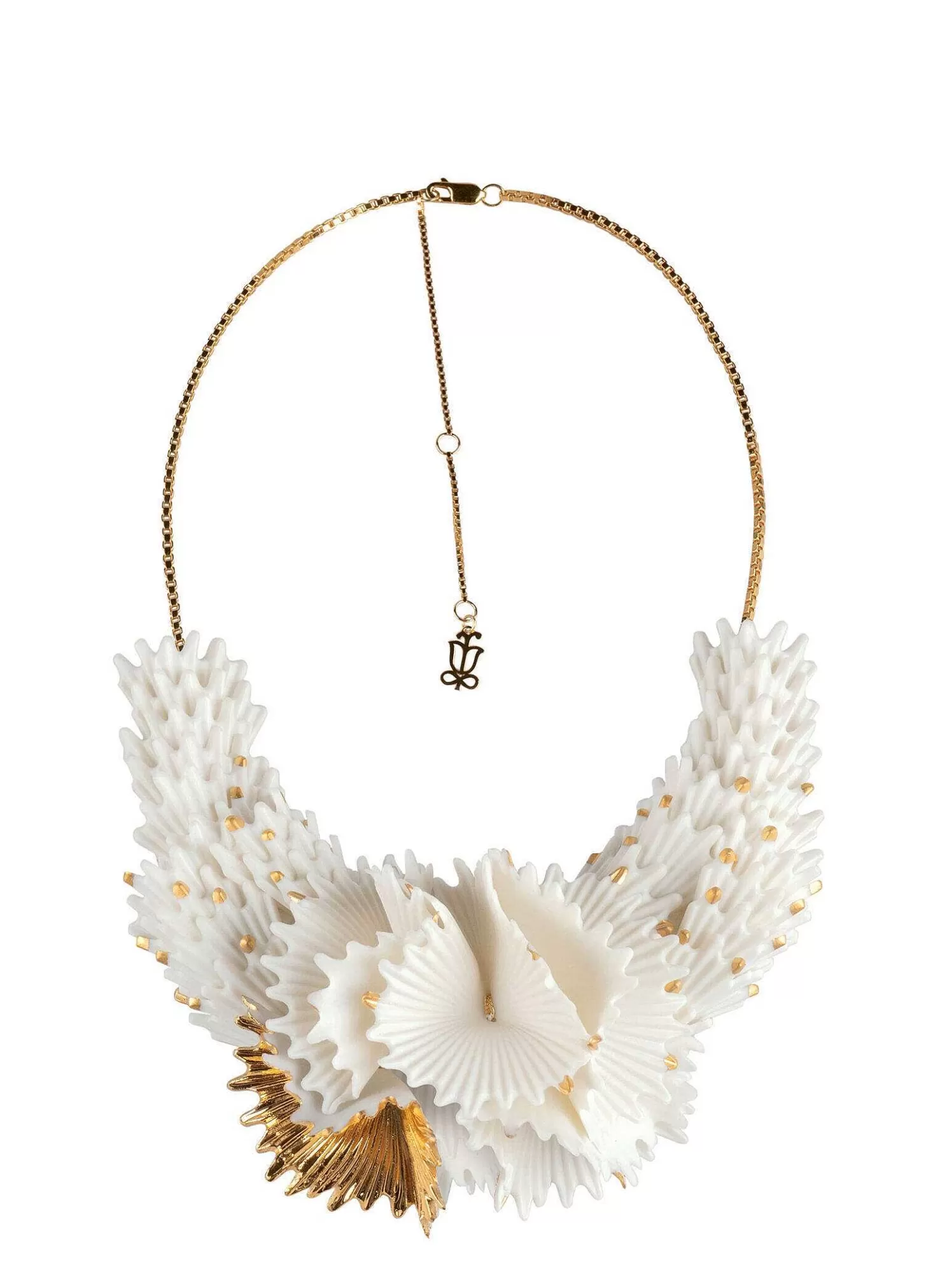 Lladró Actinia Necklace. White And Golden Luster^ Jewelry
