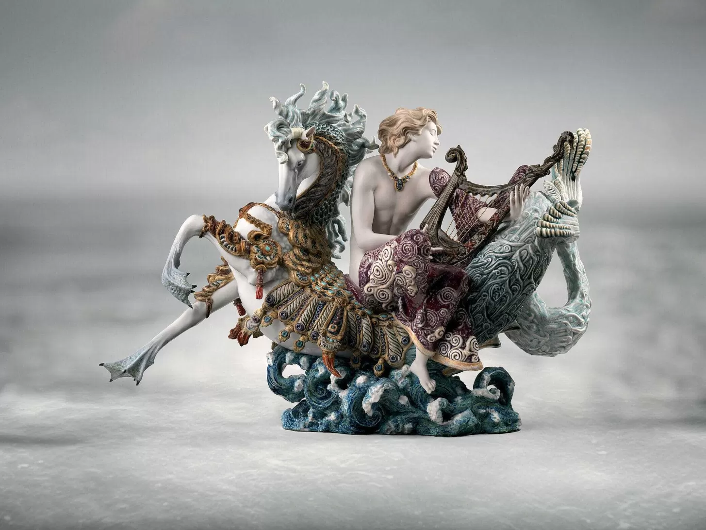 Lladró Arion On A Seahorse Sculpture. Limited Edition^ High Porcelain