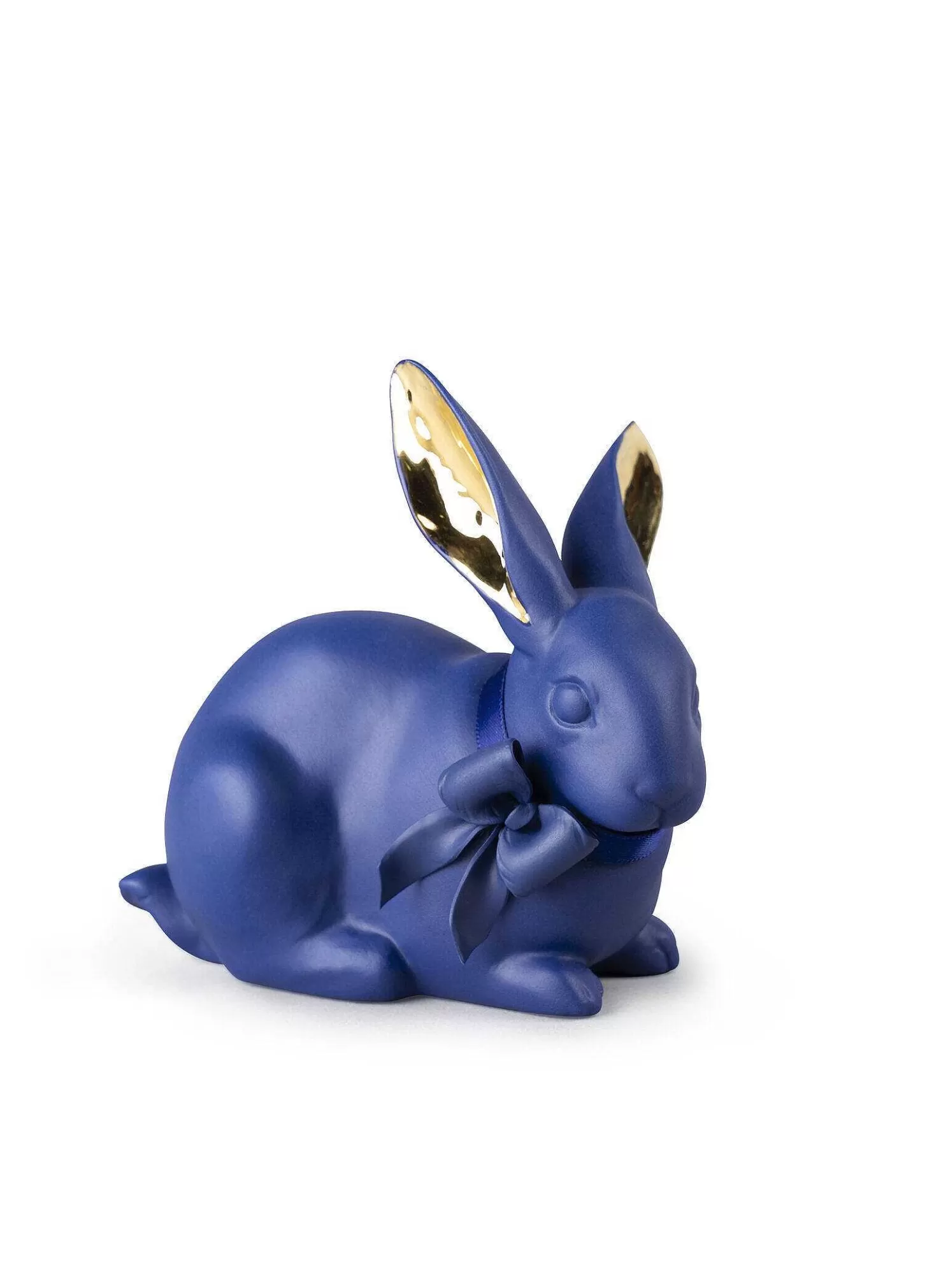 Lladró Attentive Bunny. Blue-Gold^ Design