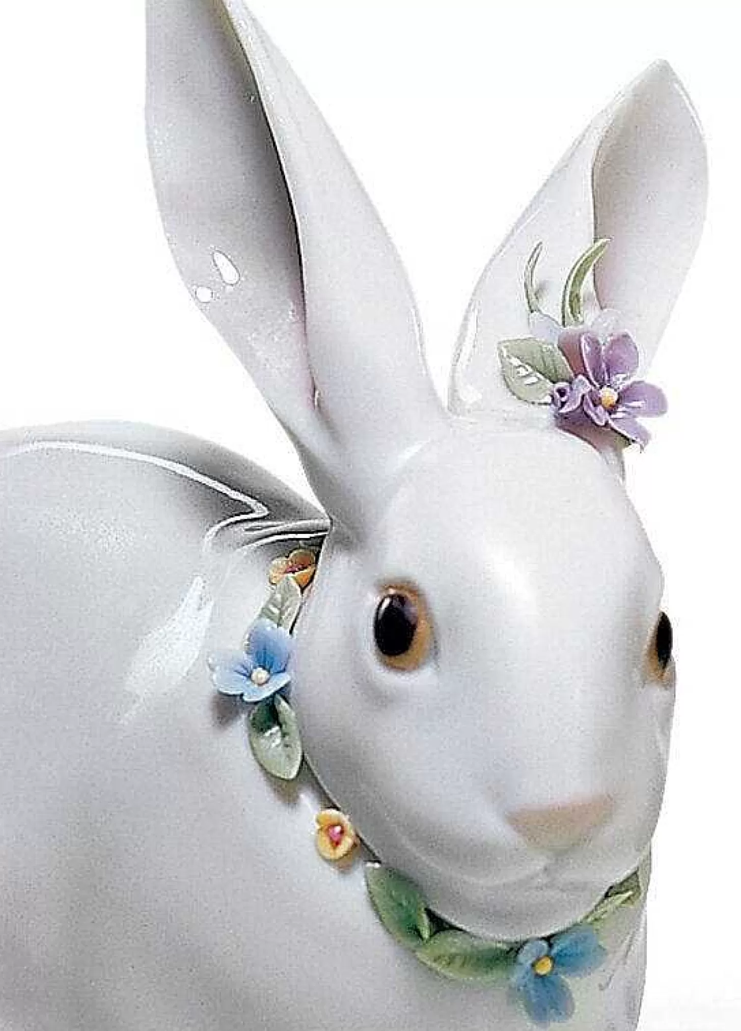 Lladró Attentive Bunny With Flowers Figurine^ Animals
