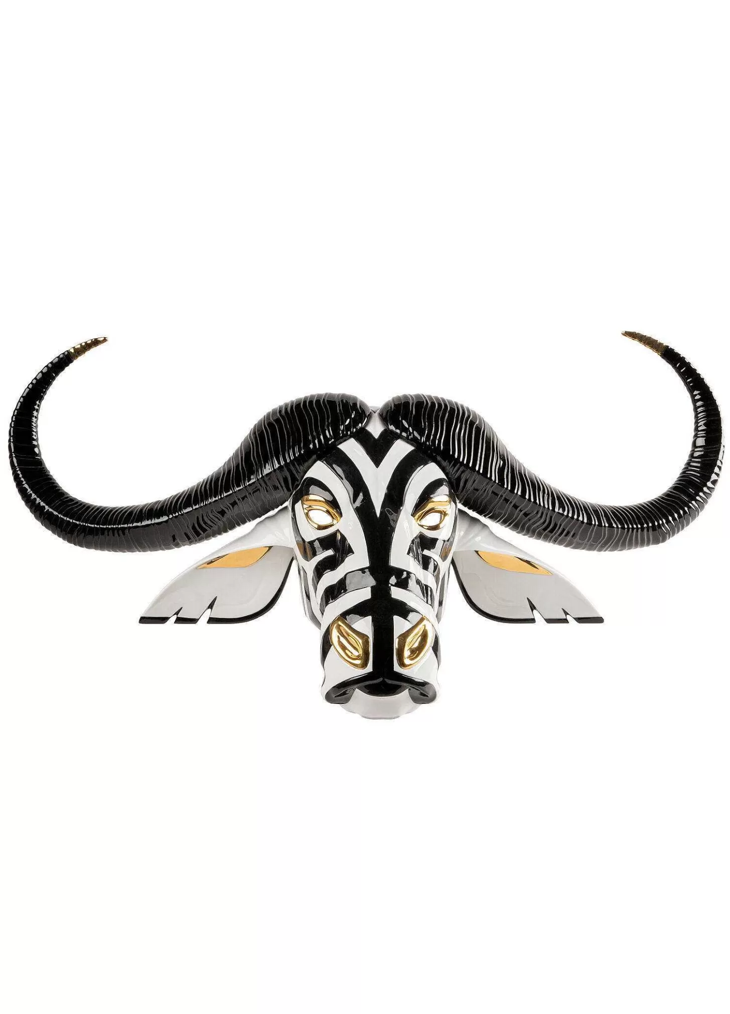 Lladró Buffalo Mask (Black-Gold) Sculpture^ Design