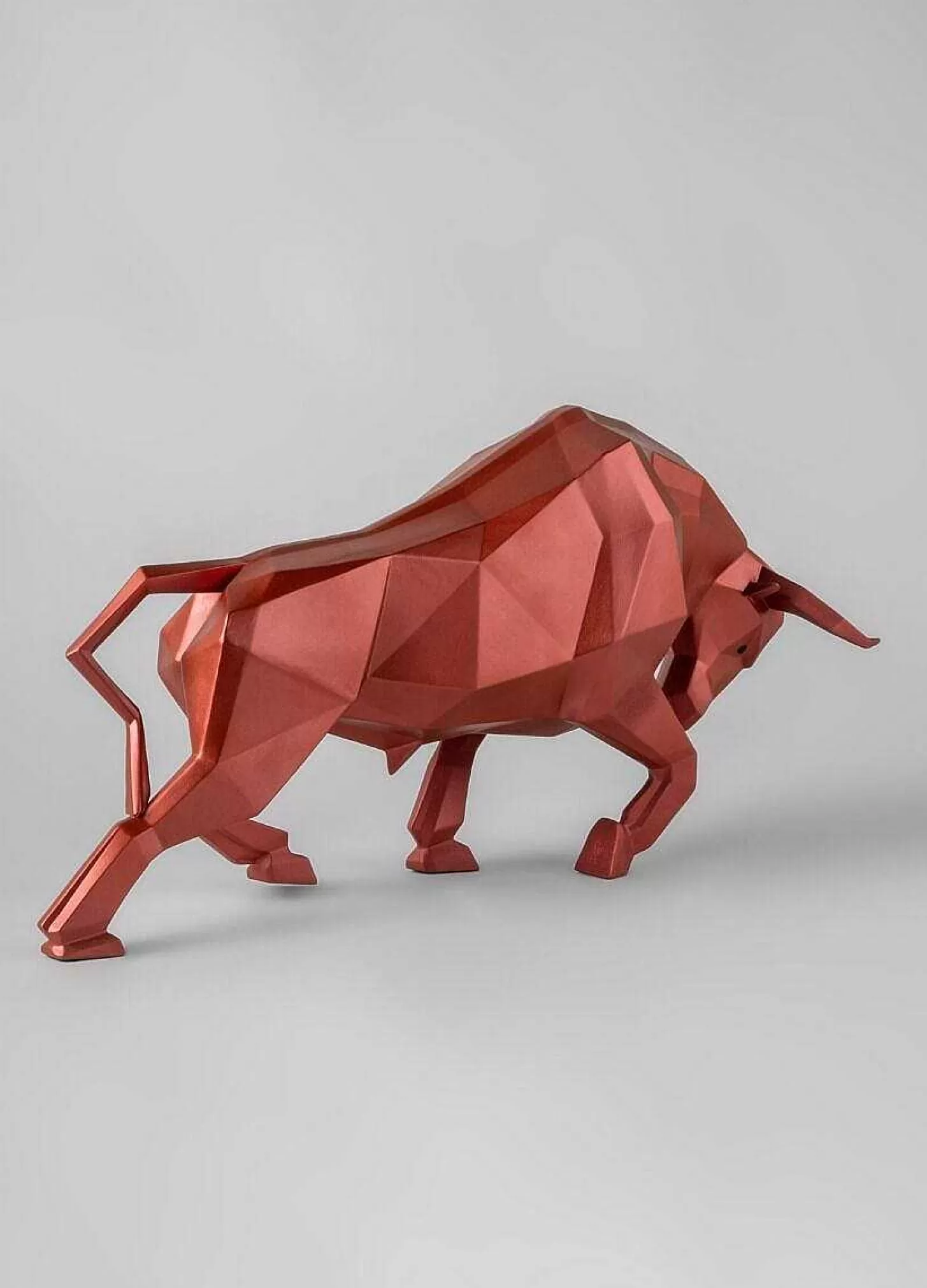 Lladró Bull Sculpture. Metallic Red^ Design