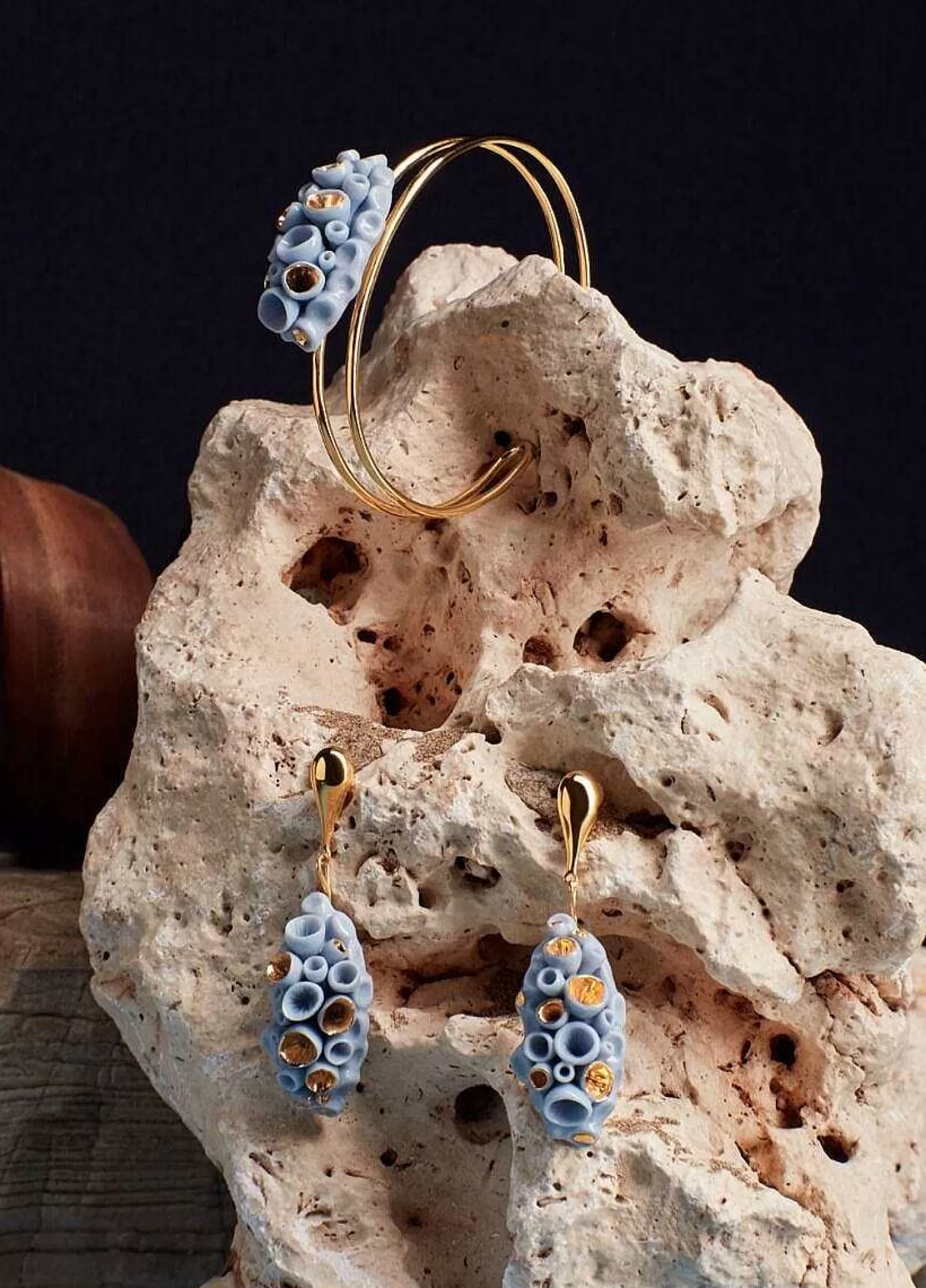 Lladró Coral Blue Reef Long Earrings^ Jewelry