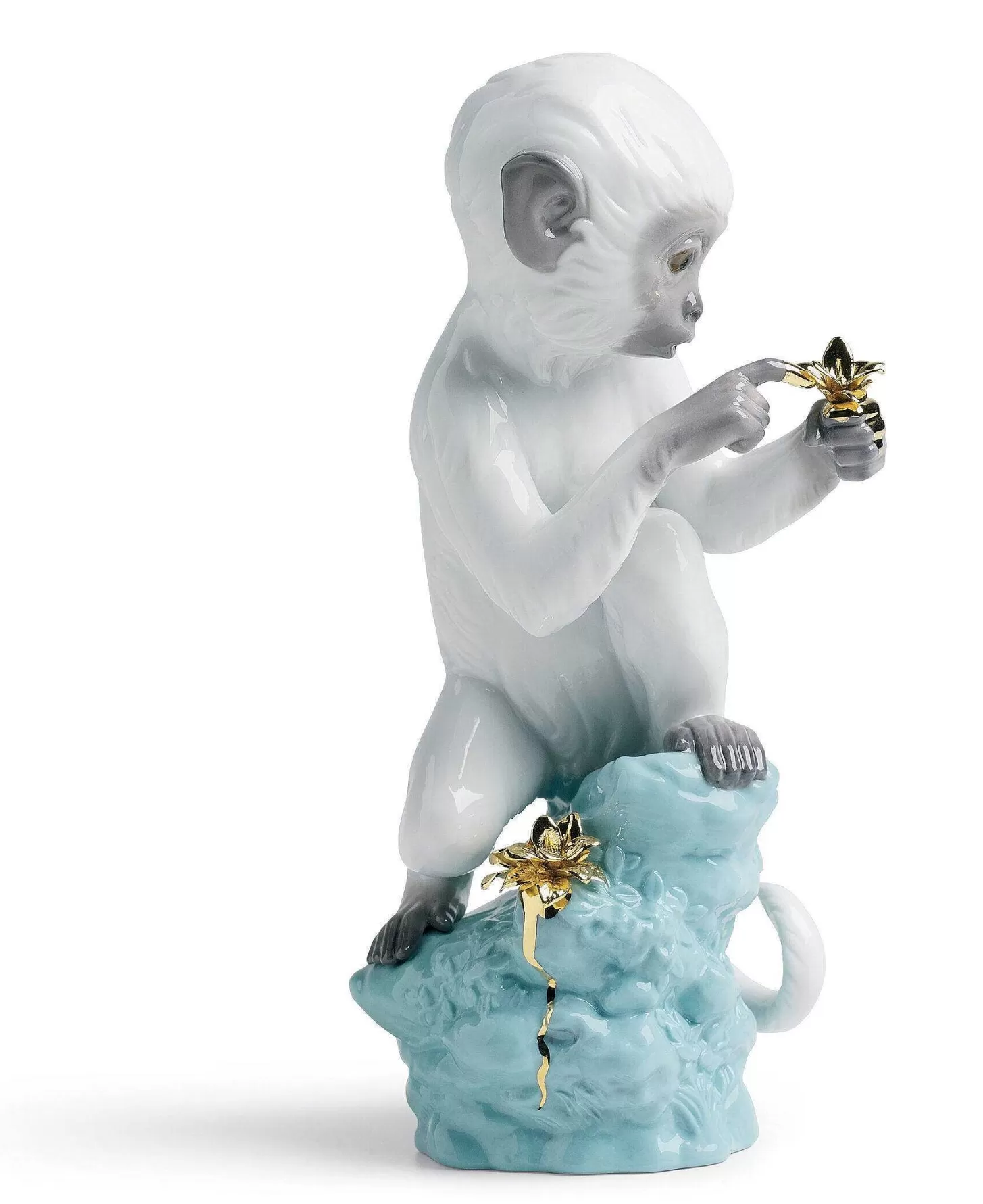 Lladró Curiosity Monkey On Turquoise Rock Figurine^ Design
