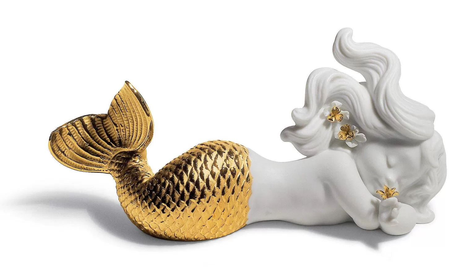 Lladró Day Dreaming At Sea Mermaid Figurine. Golden Lustre^ Mythology