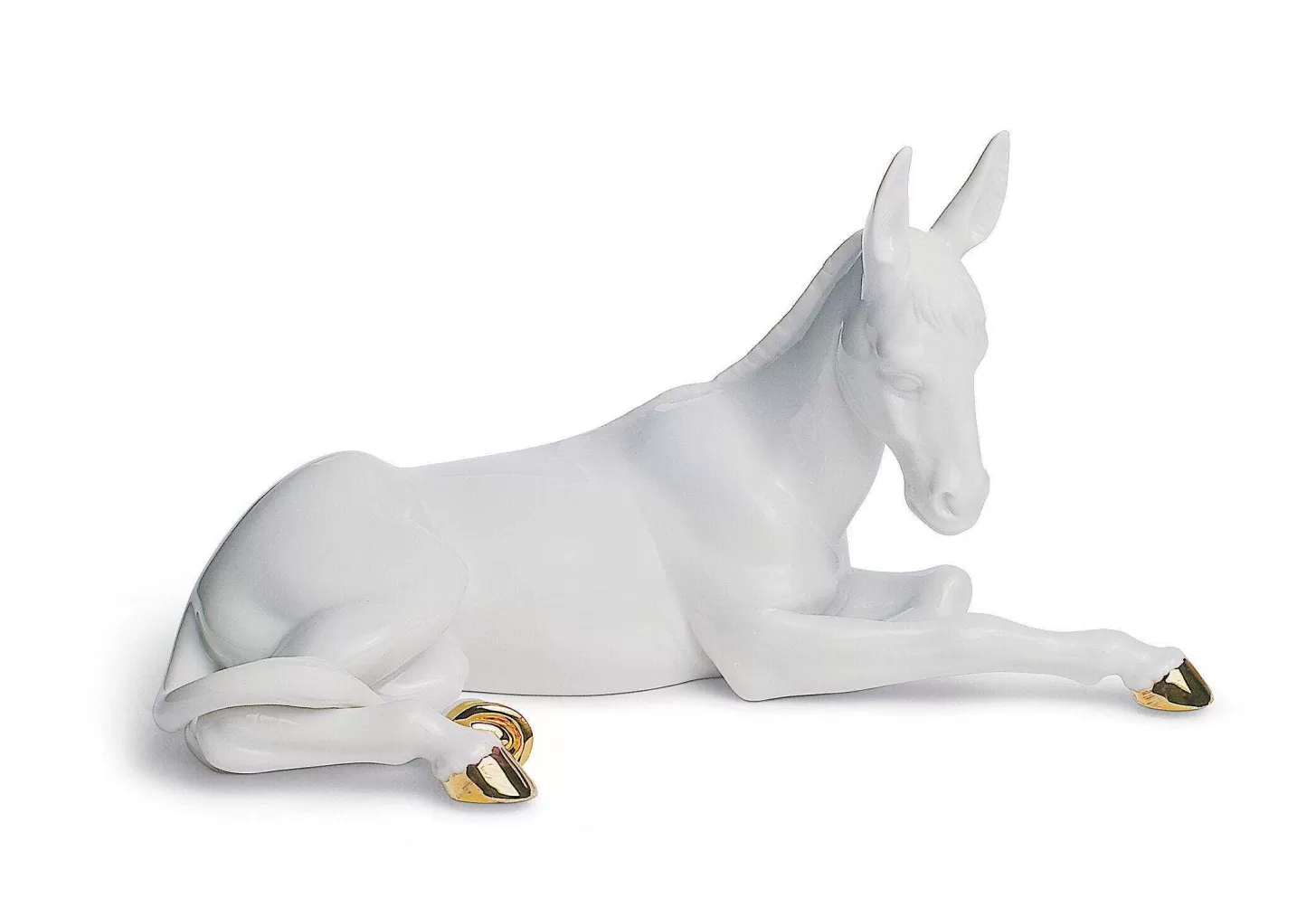 Lladró Donkey Nativity Figurine. Golden Lustre^ Christianity