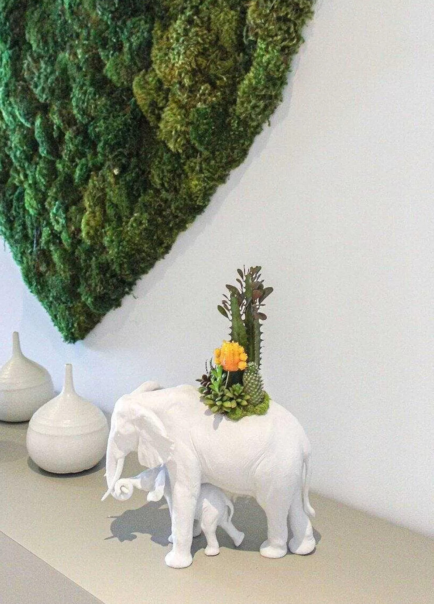 Lladró Elephant Garden Sculpture. Matte White. Plant The Future^ Design