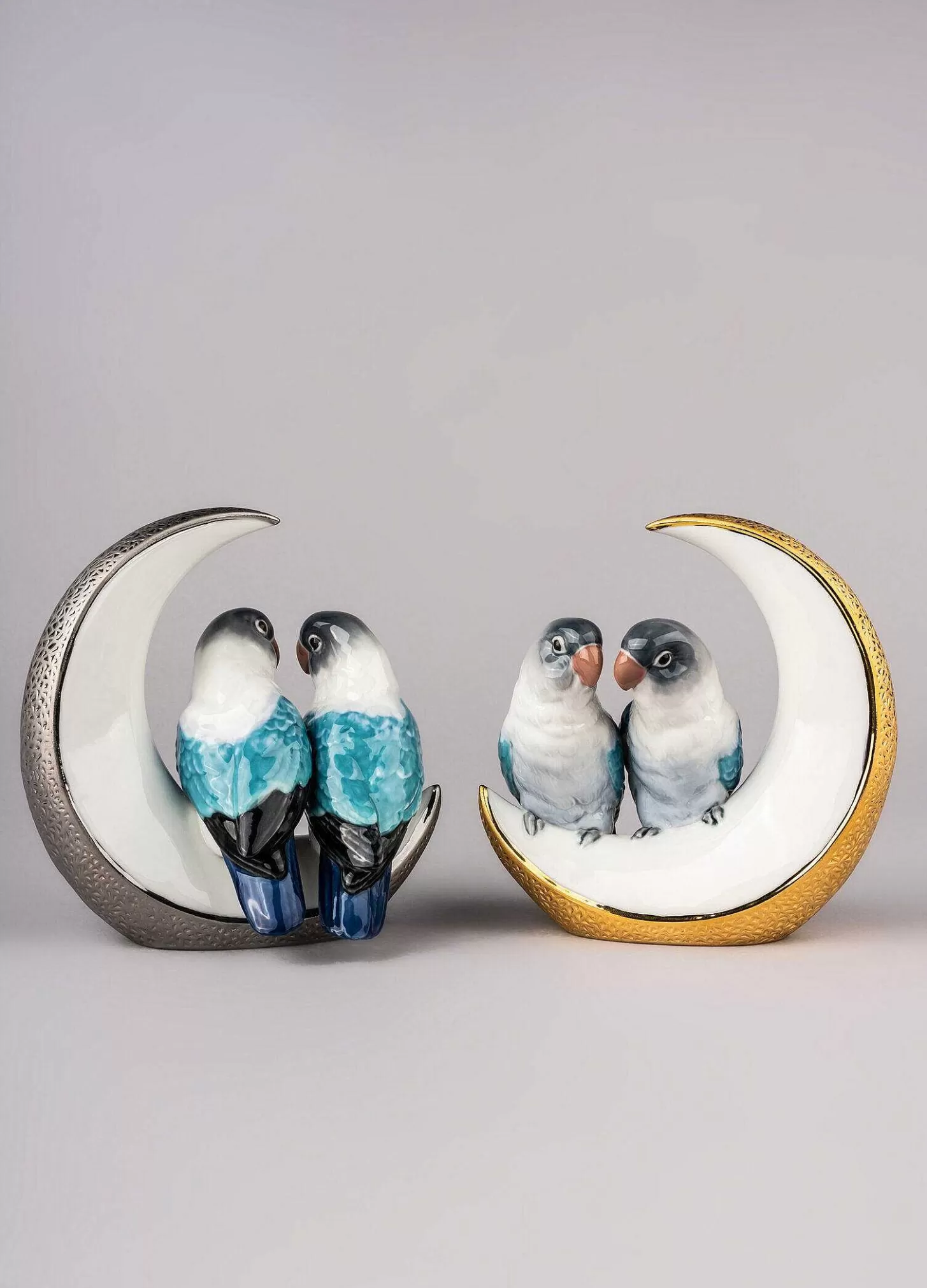 Lladró Fly Me To The Moon Birds Figurine. Silver Lustre^ Love