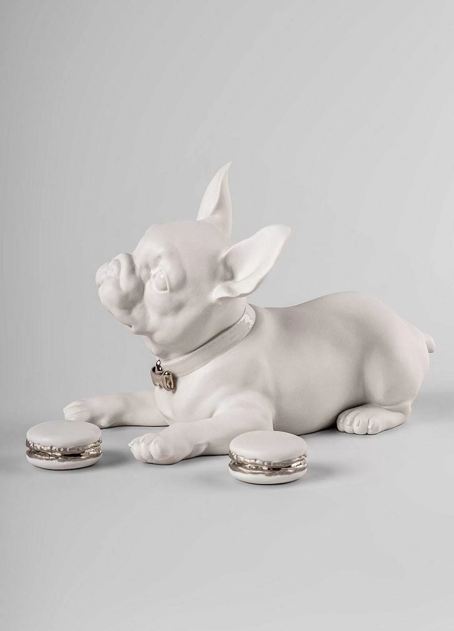 Lladró French Bulldog With Macarons Sculpture. Re-Deco^ Heritage