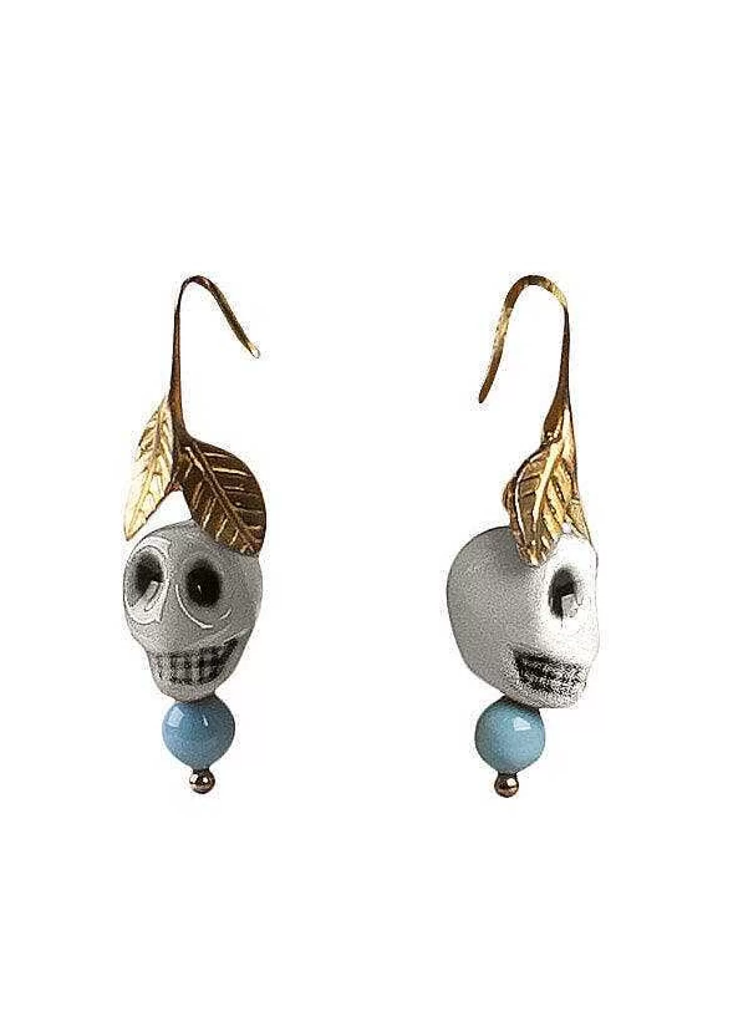 Lladró Frida Kahlo Skull Earrings. White^ Jewelry