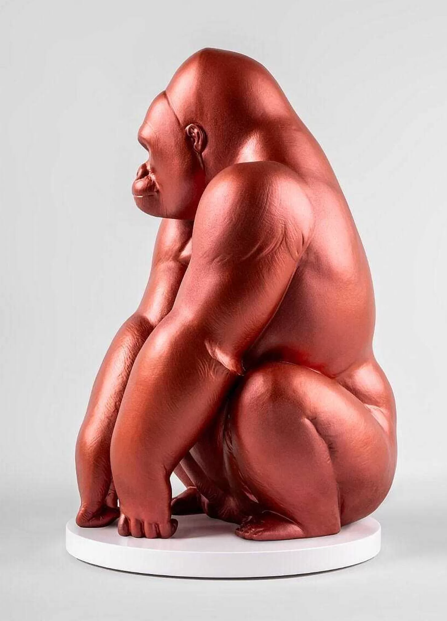 Lladró Gorilla Sculpture. Metallic Red. Limited Edition^ Design