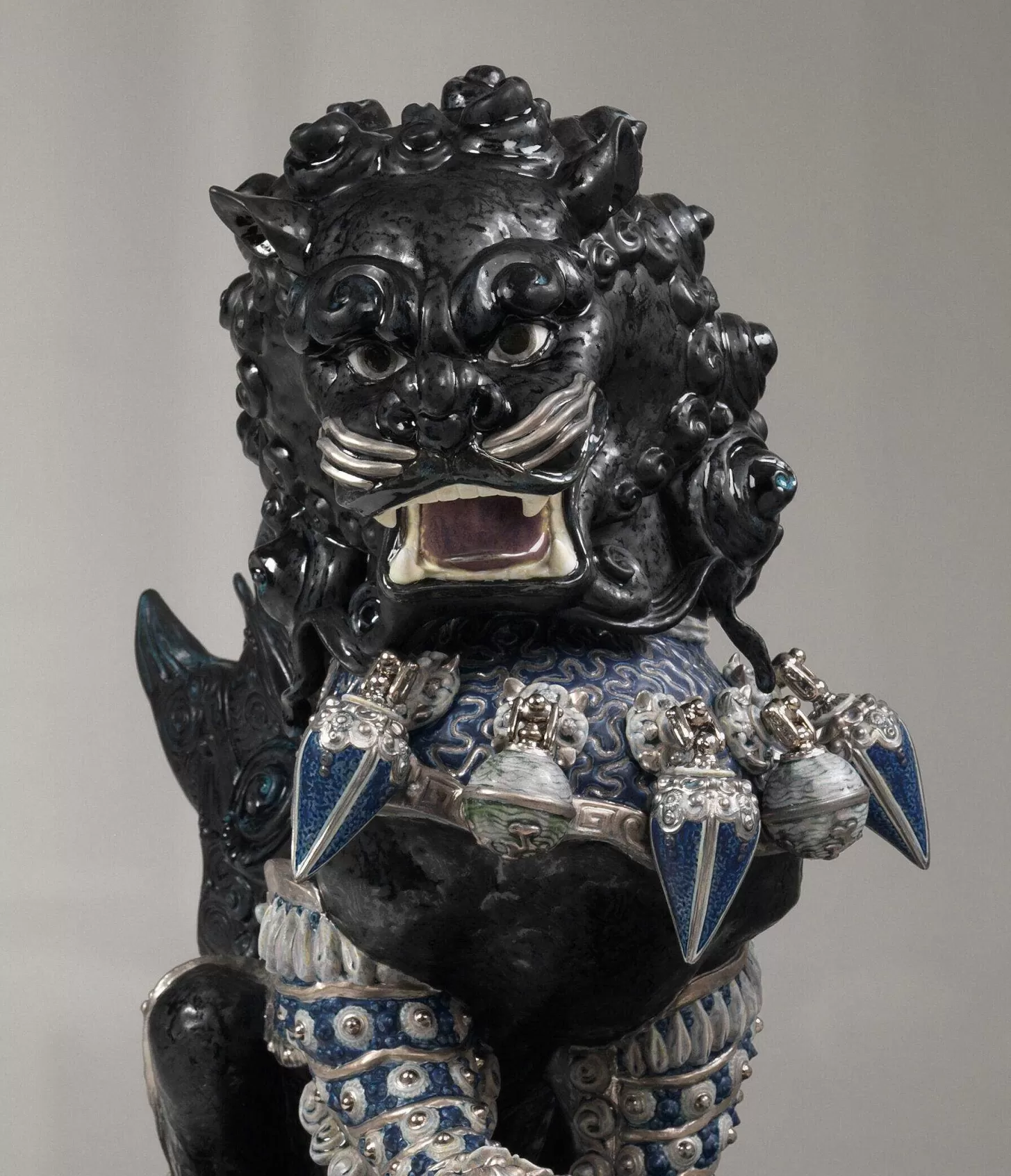 Lladró Guardian Lion Sculpture. Black. Limited Edition^ High Porcelain