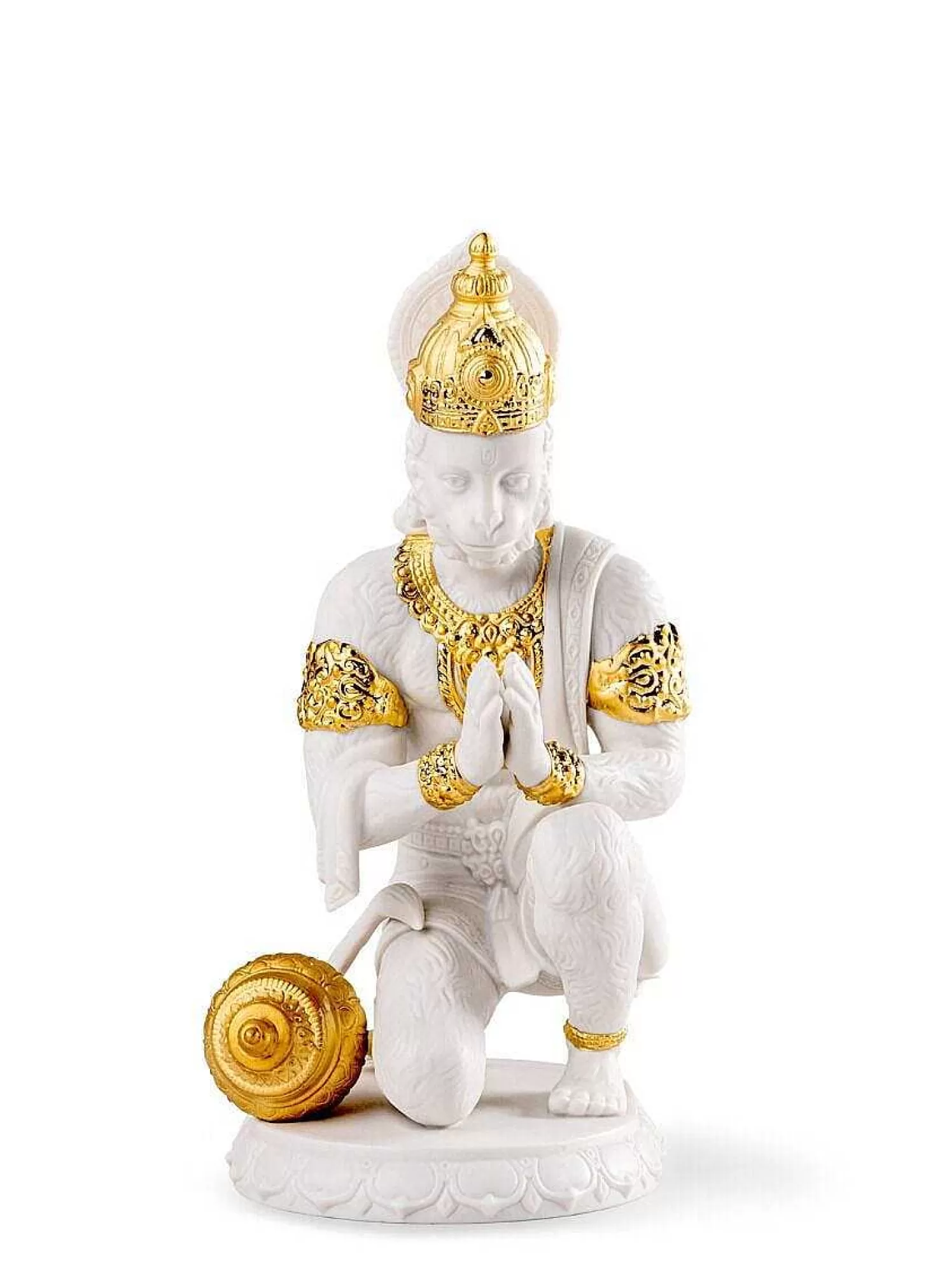 Lladró Hanuman Sculpture. Golden Luster^ Hinduism