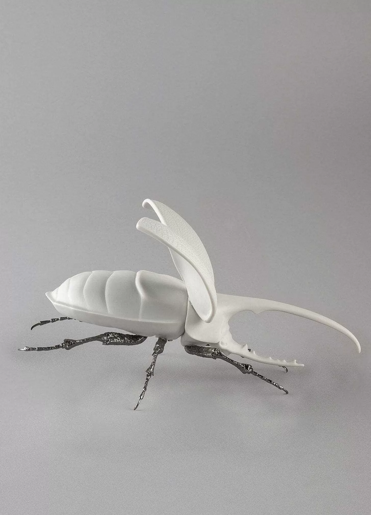 Lladró Hercules Beetle Figurine. Matte White^ Design