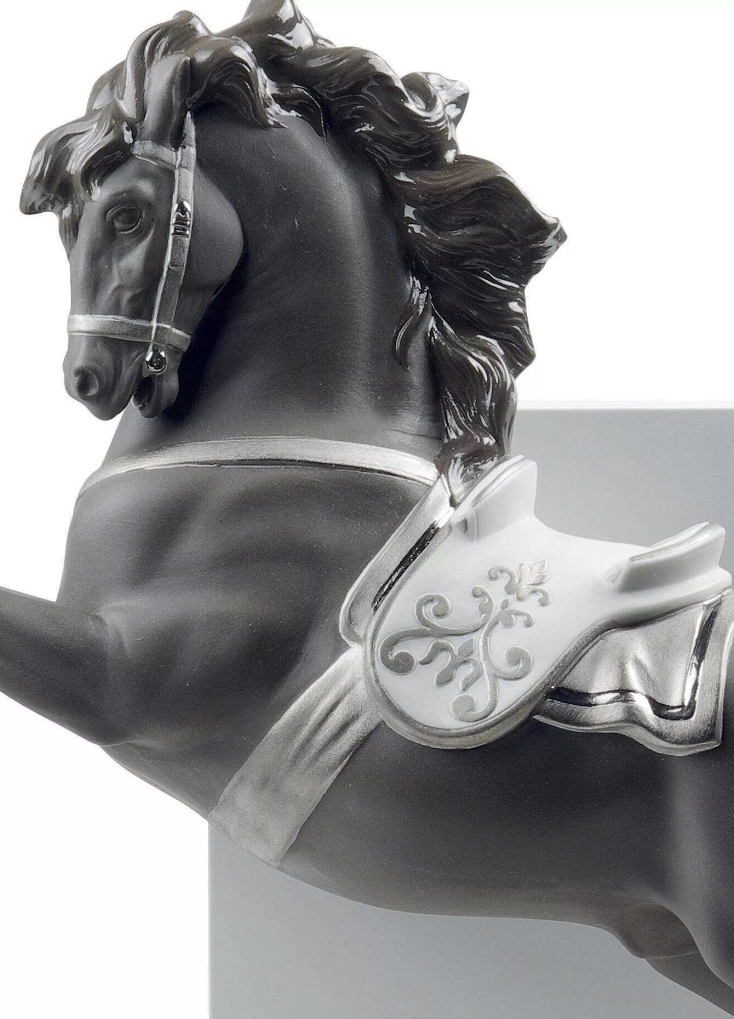 Lladró Horse On Pirouette Figurine. Silver Lustre^ Animals