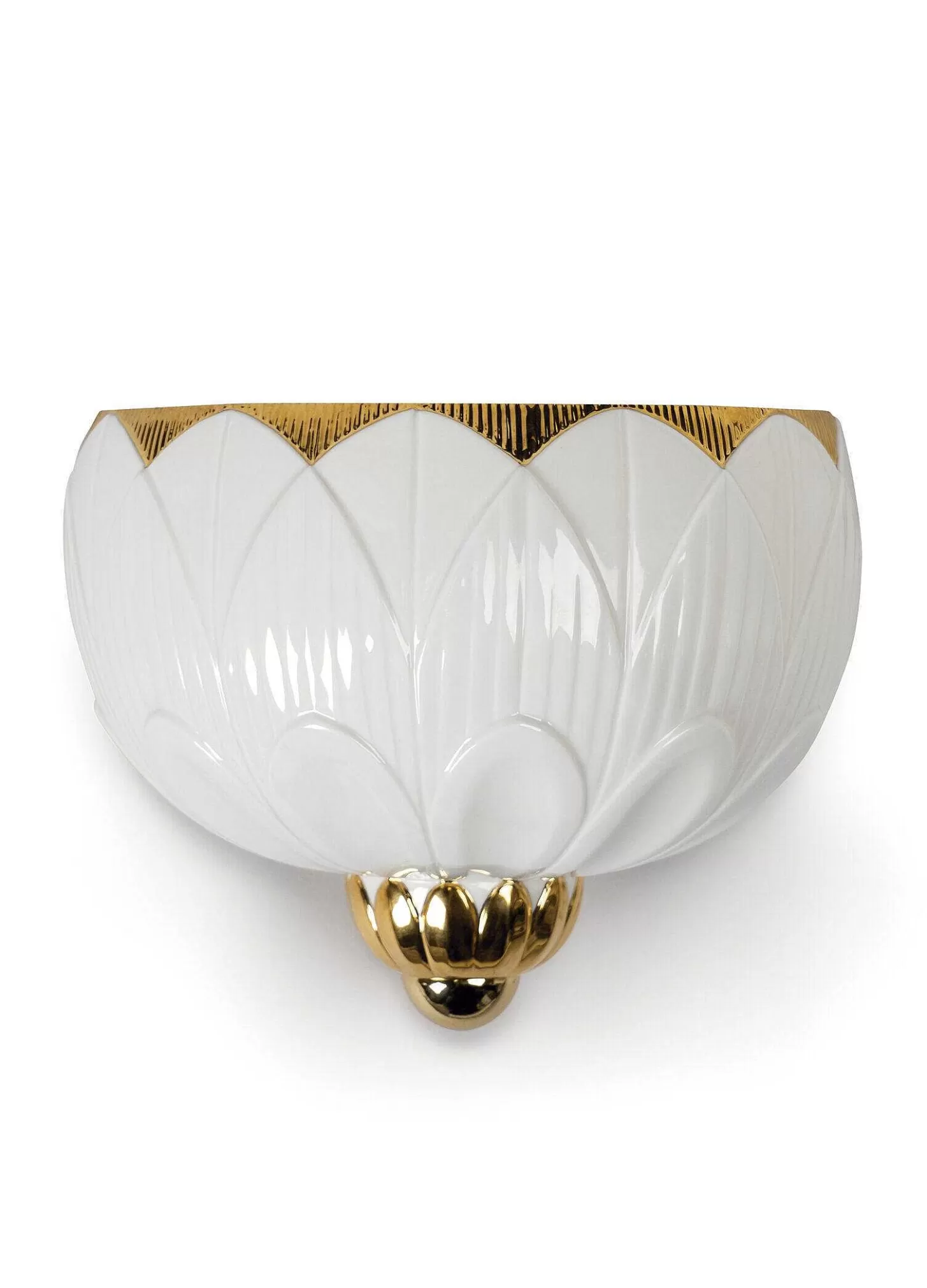 Lladró Ivy & Seed Wall Sconce. White And Gold. (Us)^ Lighting