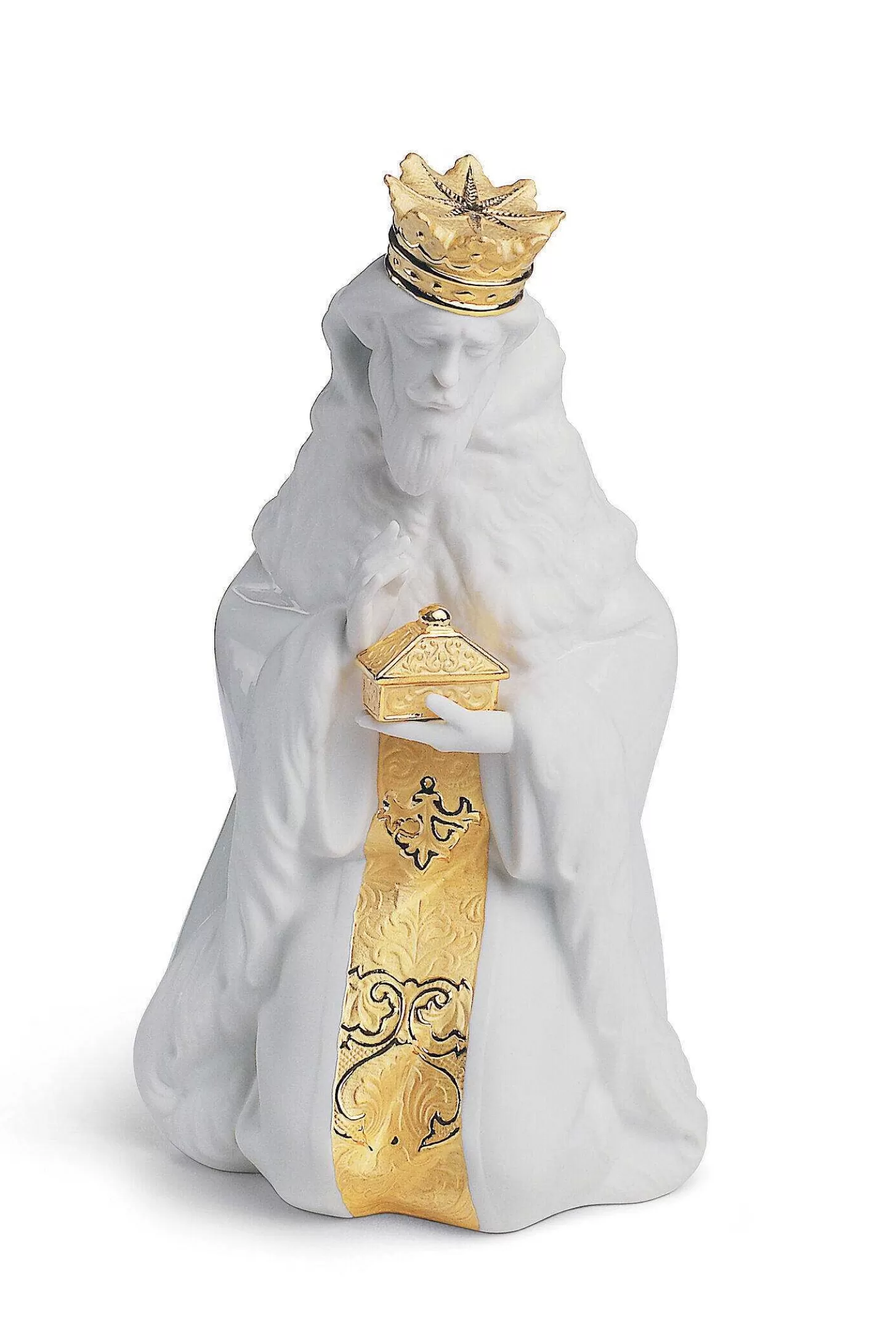 Lladró King Gaspar Nativity Figurine. Golden Lustre^ Christianity