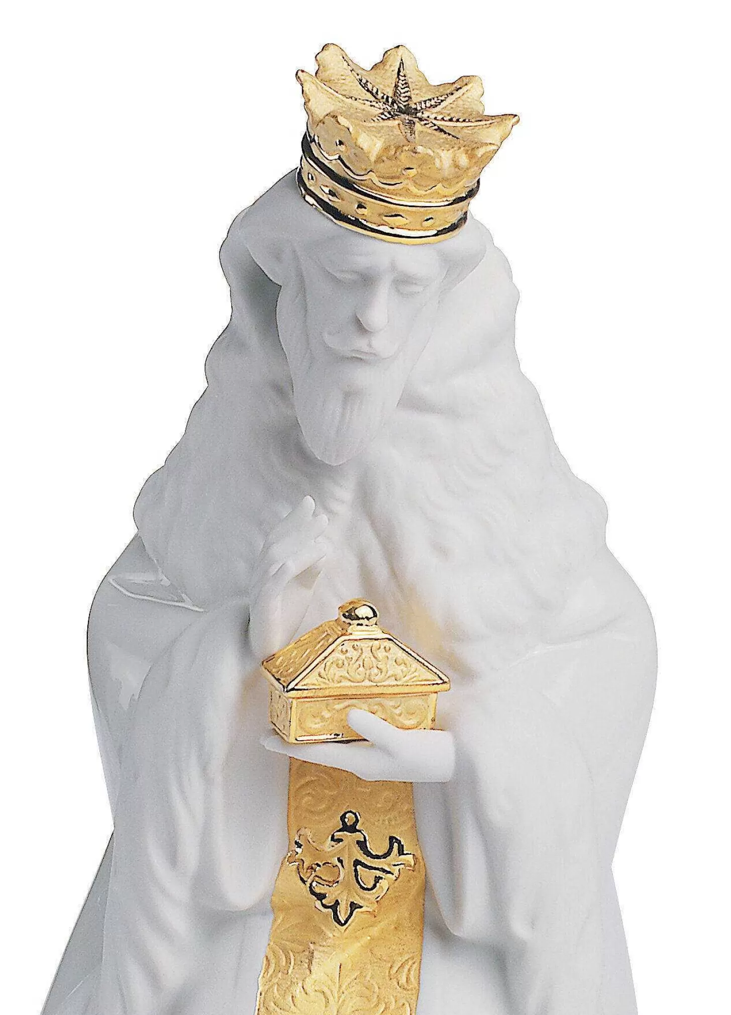 Lladró King Gaspar Nativity Figurine. Golden Lustre^ Christianity