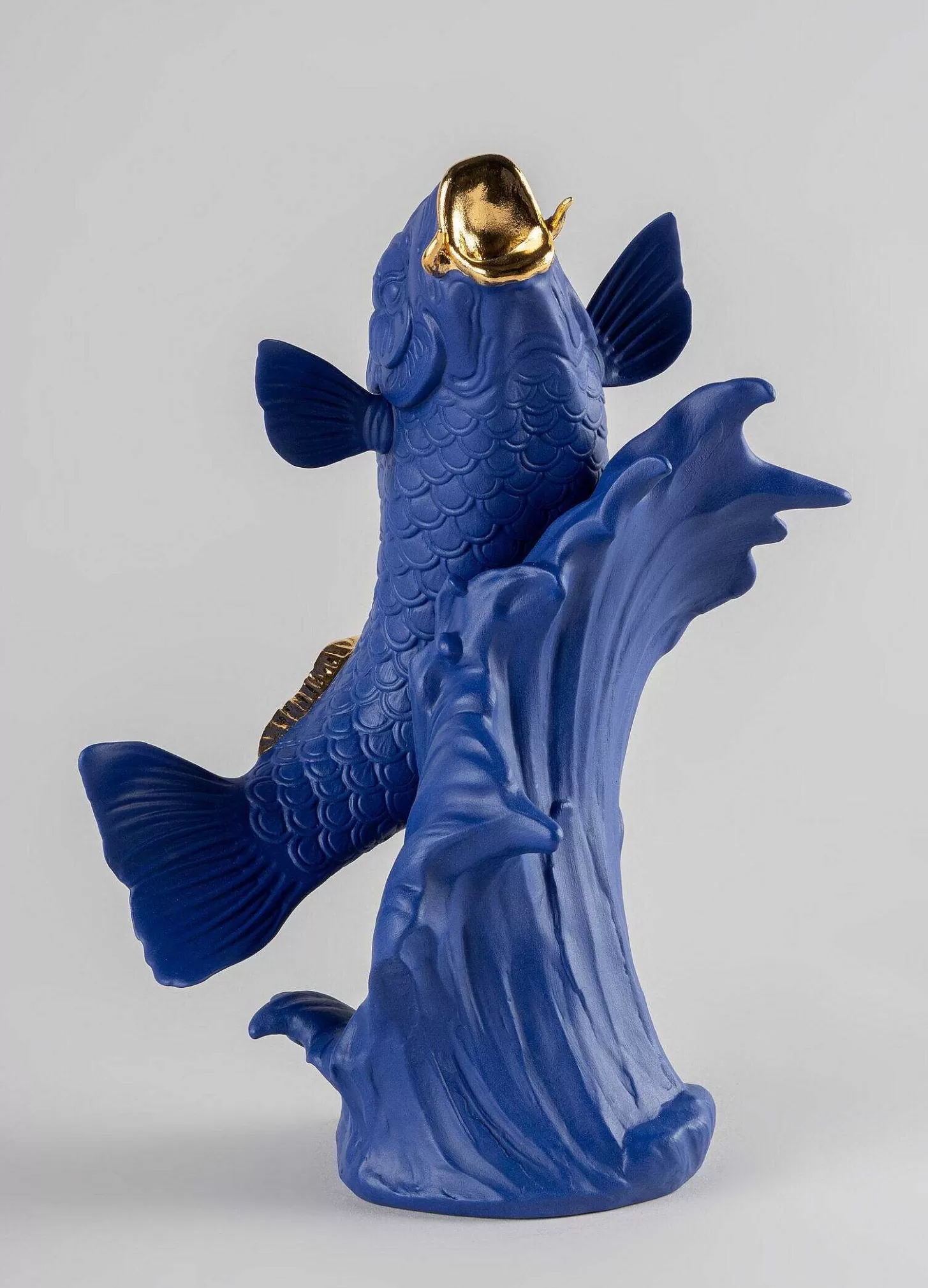 Lladró Koi Sculpture. Blue-Gold. Limited Edition^ Design