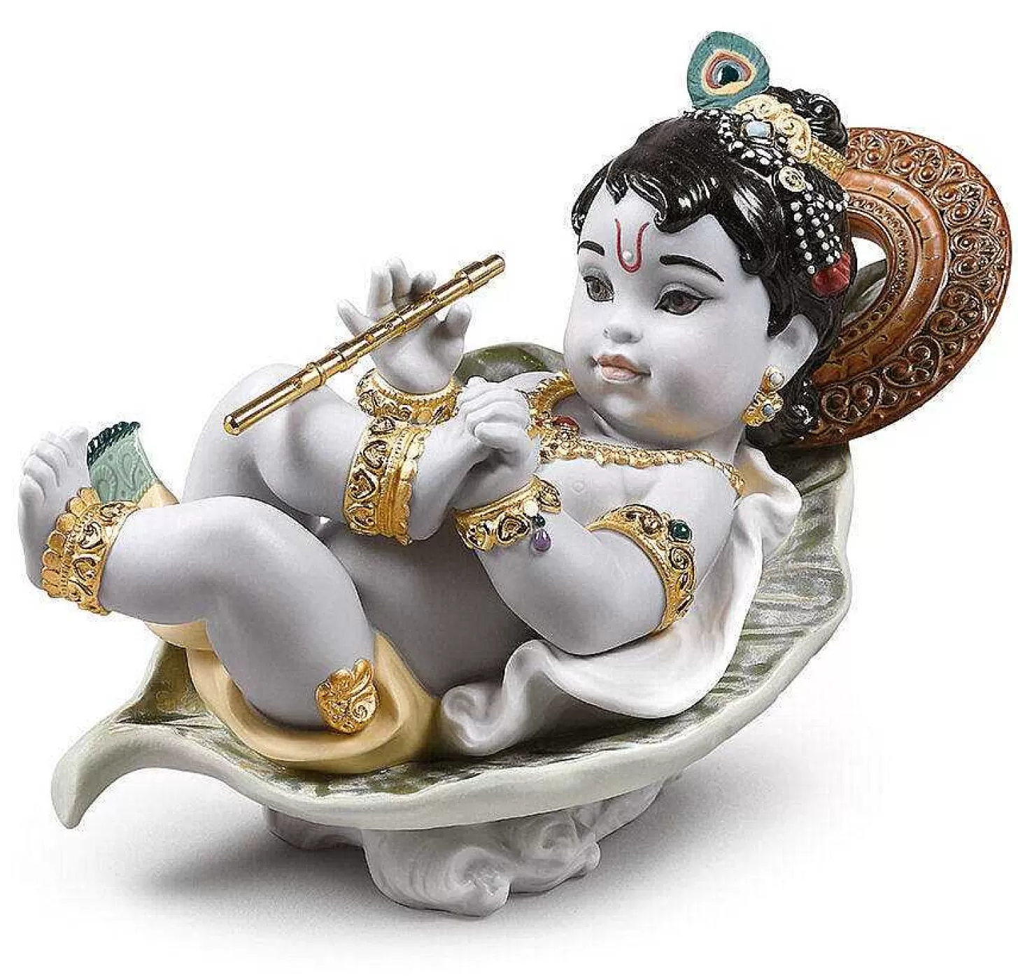 Lladró Krishna On Leaf Figurine^ Hinduism