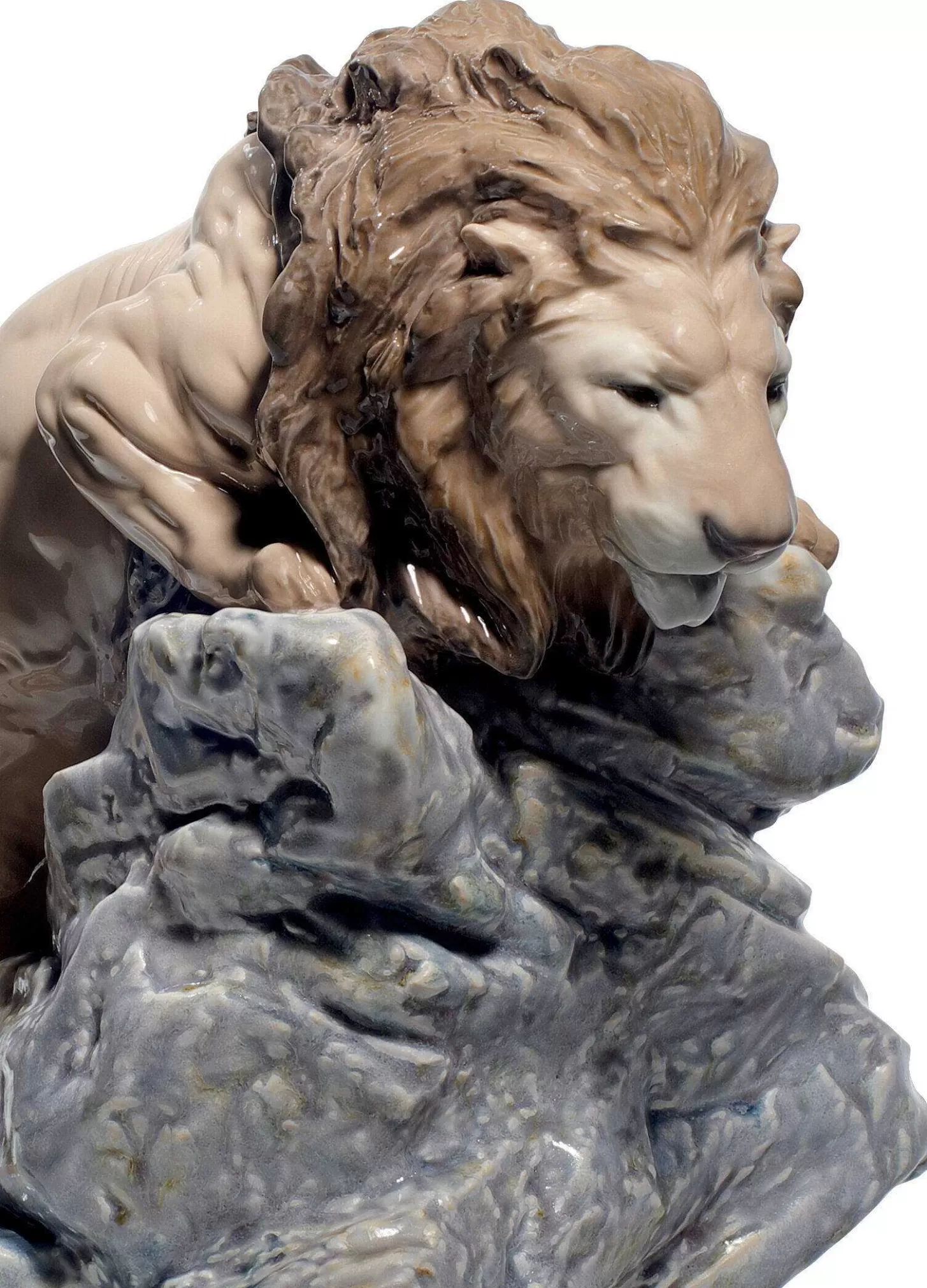 Lladró Lion Pouncing Figurine^ Animals