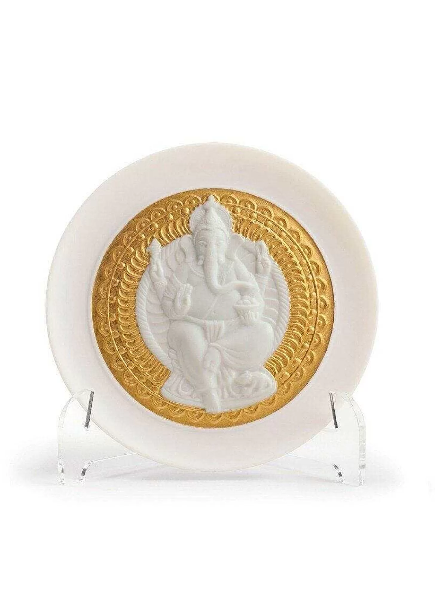 Lladró Lord Ganesha Decorative Plate. Golden Lustre^ Hinduism