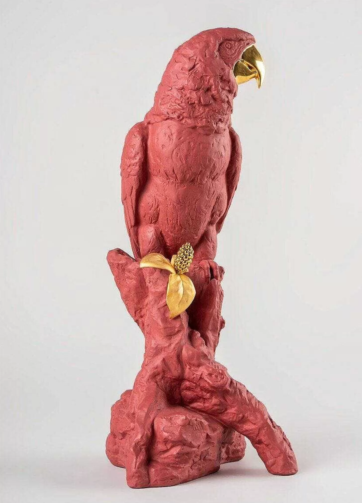 Lladró Macaw Bird Sculpture. Red-Gold. Limited Edition^ Design