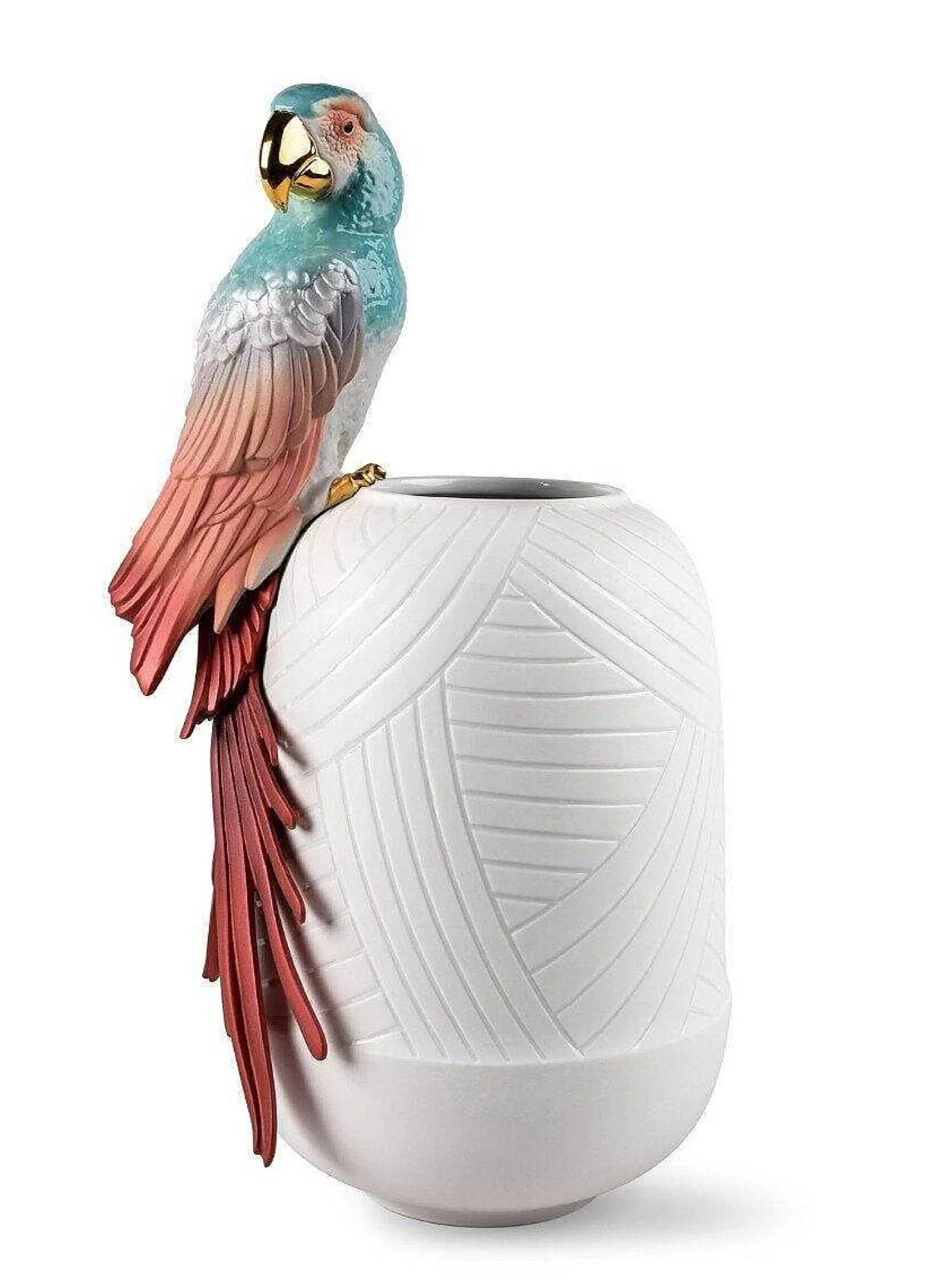 Lladró Macaw Bird Vase. Red^ Gifts