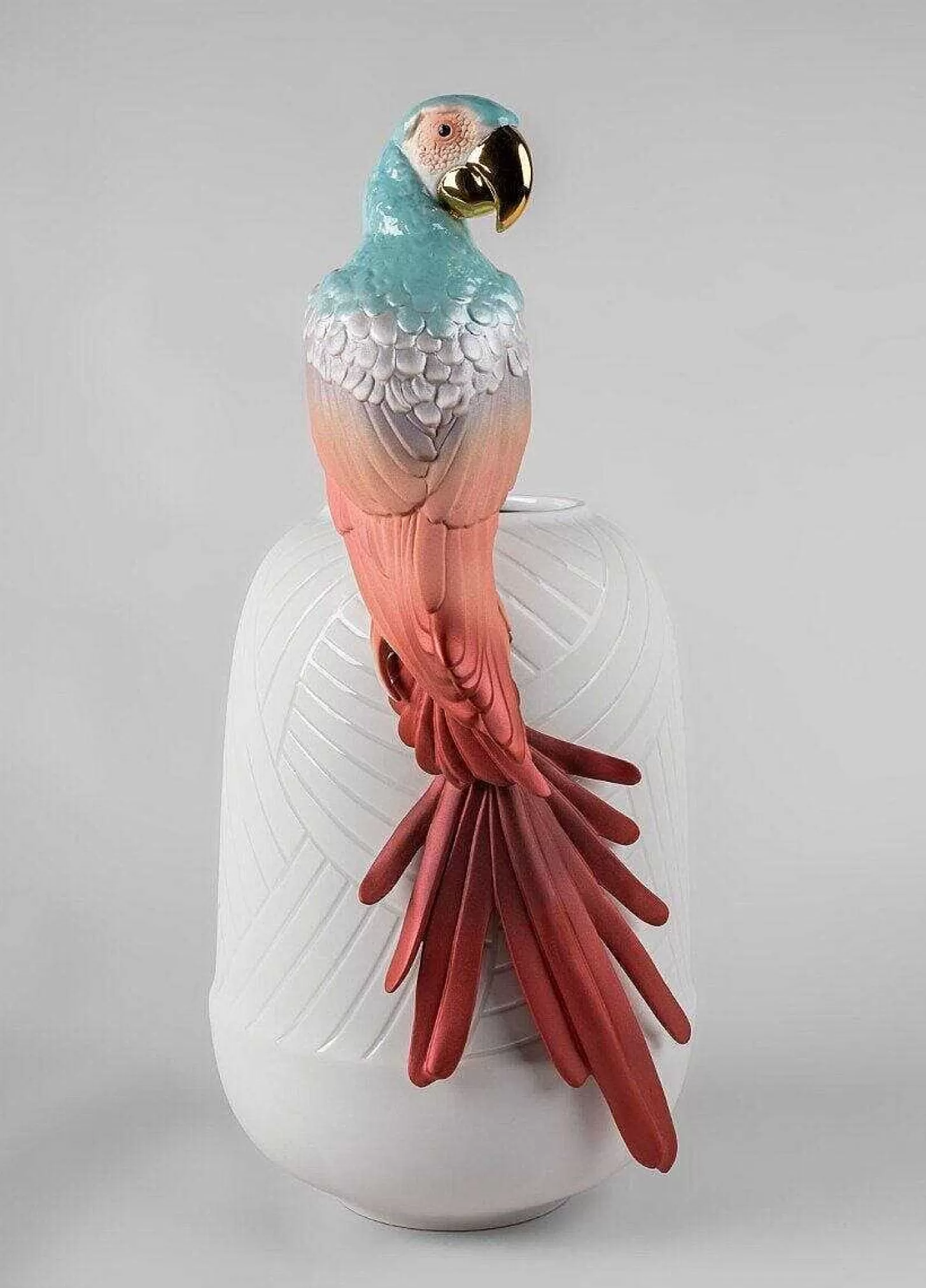 Lladró Macaw Bird Vase. Red^ Gifts