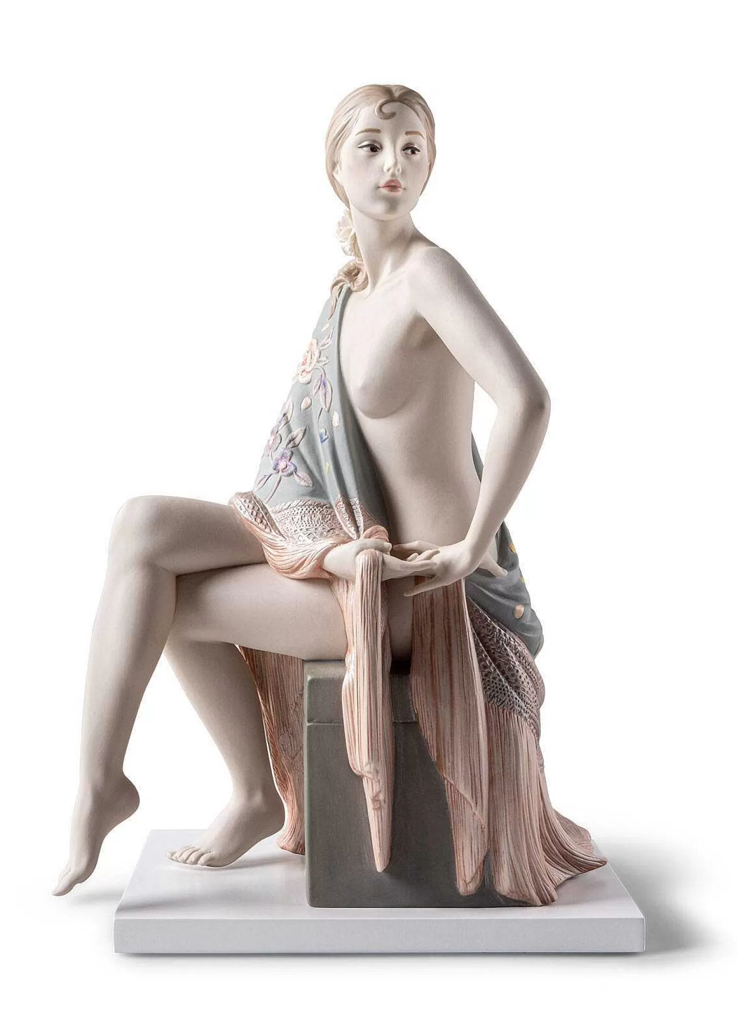 Lladró Nude With Shawl. Metallic Sculpture^ Heritage