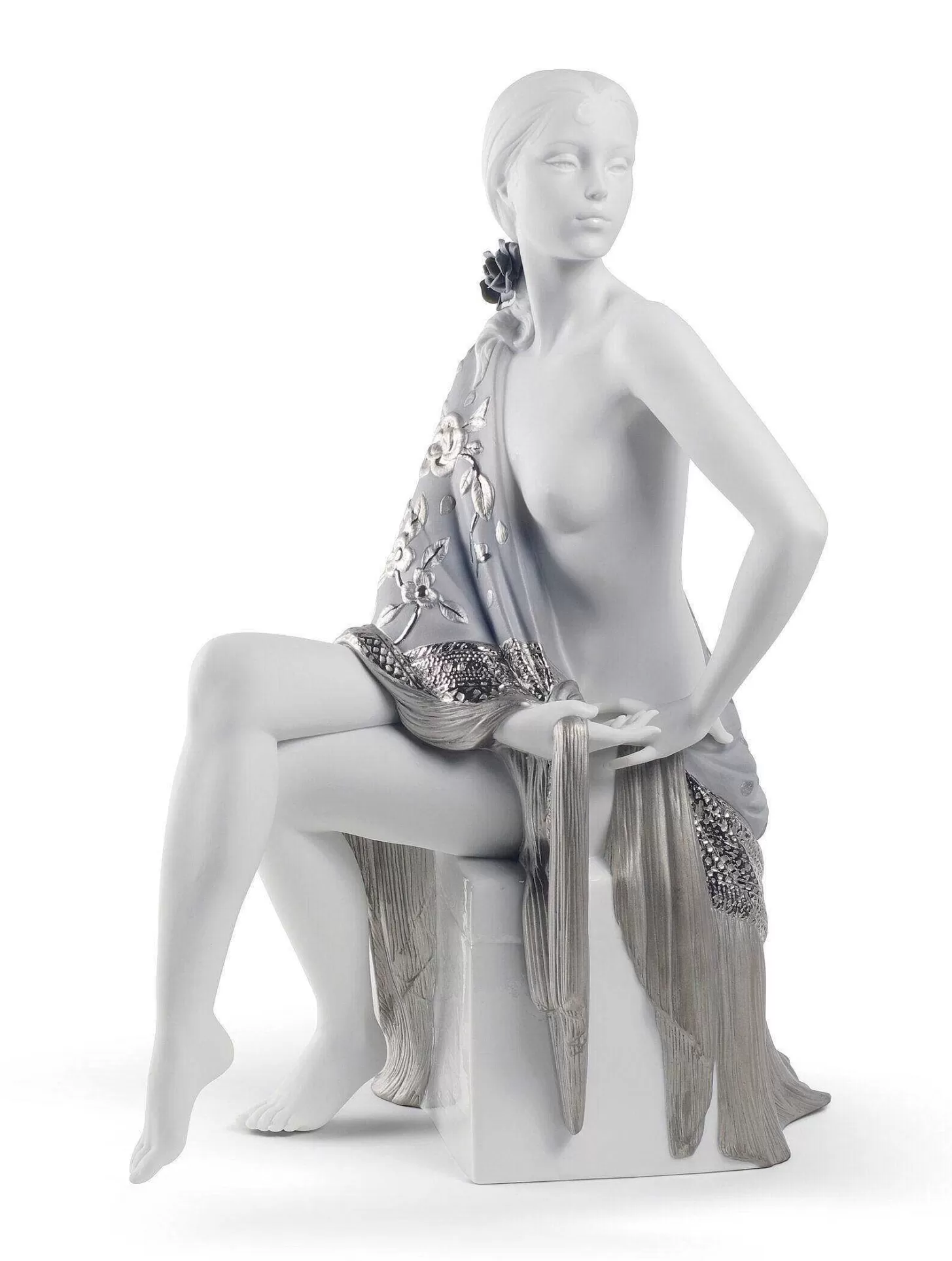Lladró Nude With Shawl Woman Figurine. Silver Lustre^ Heritage