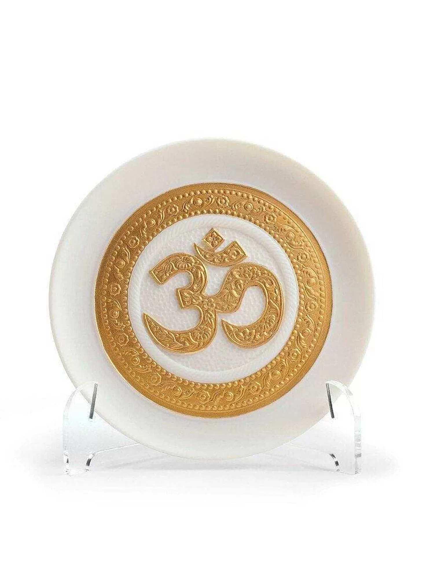 Lladró Om Decorative Plate. Golden Lustre^ Hinduism