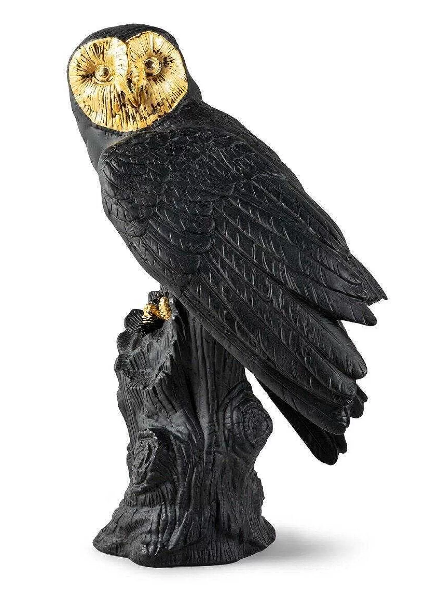 Lladró Owl Sculpture. Black-Gold. Limited Edition^ Design