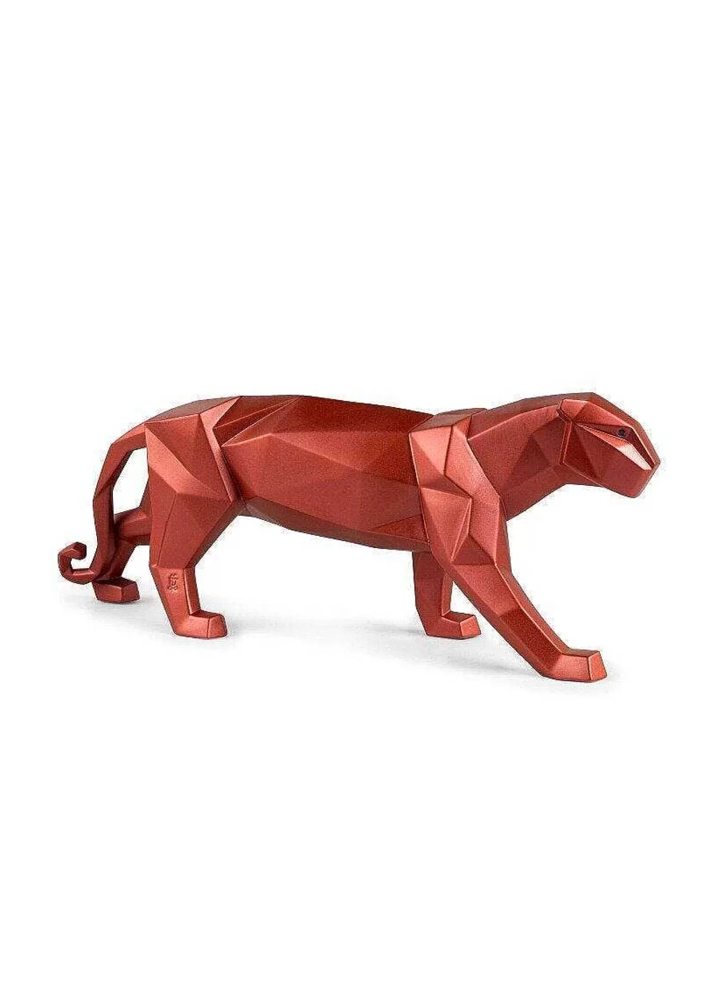 Lladró Panther Figurine. Metallic Red^ Design