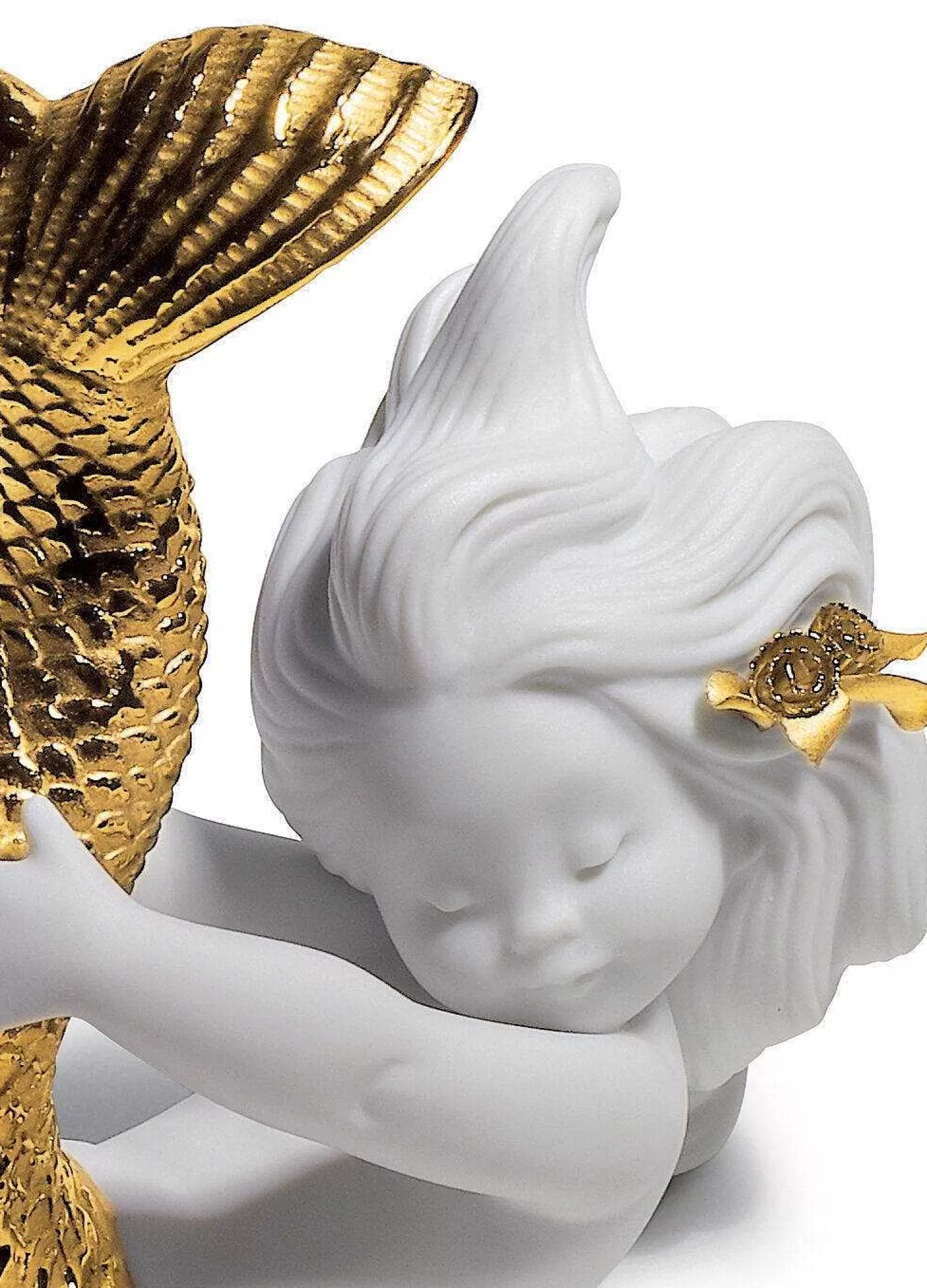 Lladró Playing At Sea Mermaid Figurine. Golden Lustre^ Mythology