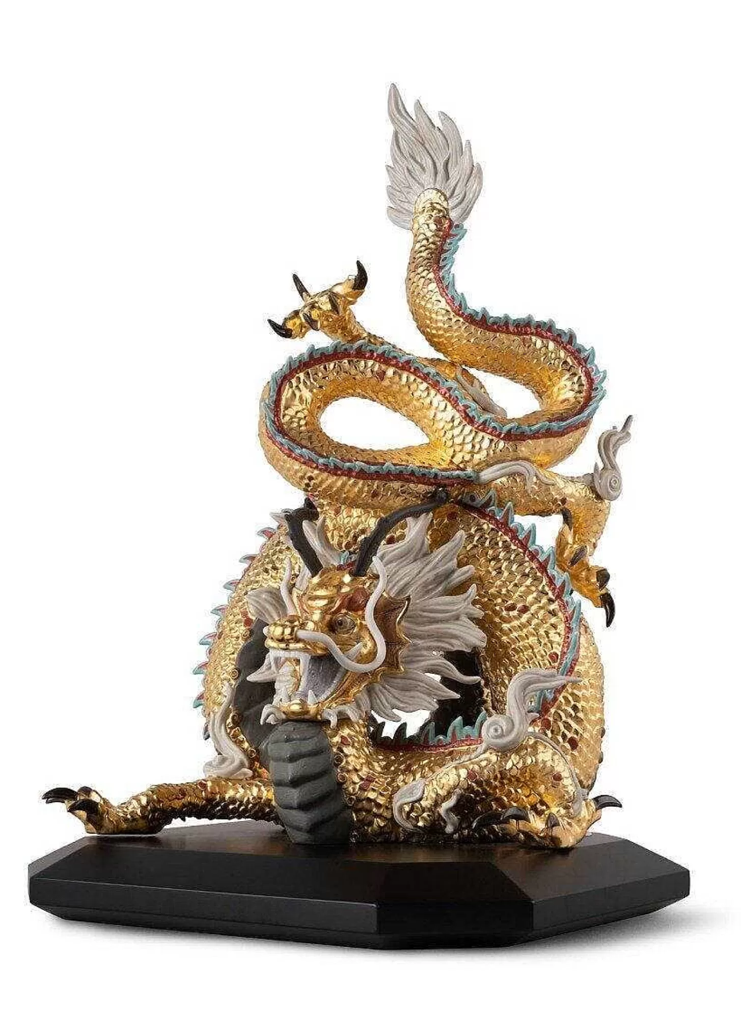 Lladró Protective Dragon Sculpture. Gold. Special Edition. Limited Edition^ High Porcelain