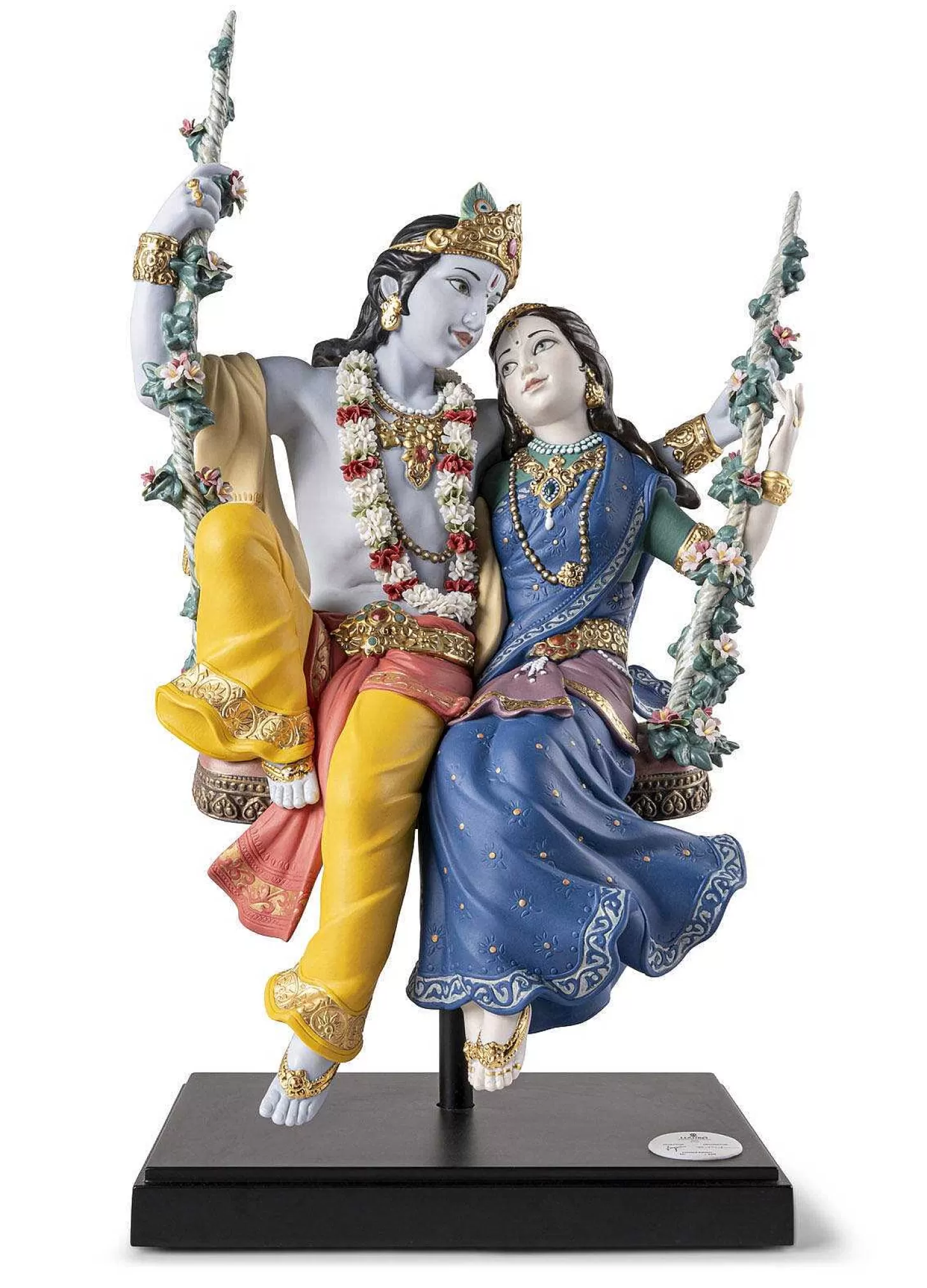 Lladró Radha Krishna On A Swing Sculpture. Limited Edition^ High Porcelain