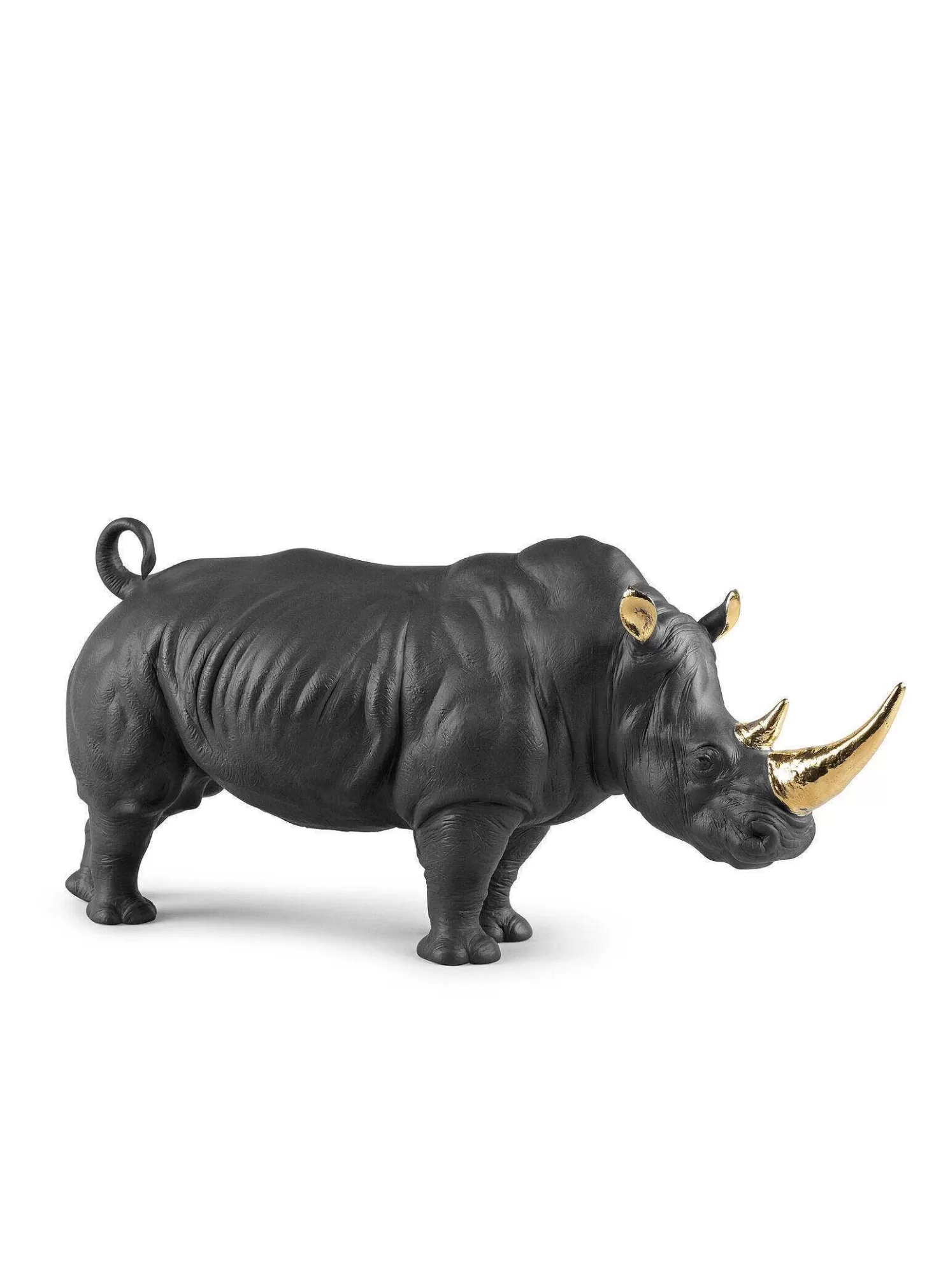 Lladró Rhino (Black-Gold) Sculpture. Limited Edition^ Design