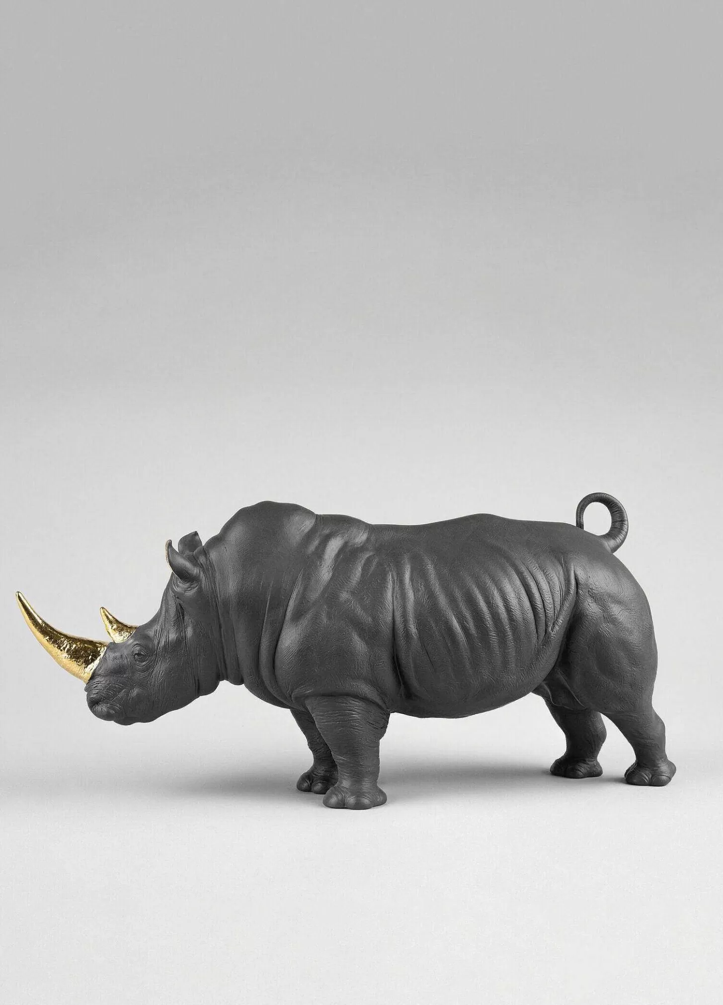 Lladró Rhino (Black-Gold) Sculpture. Limited Edition^ Design