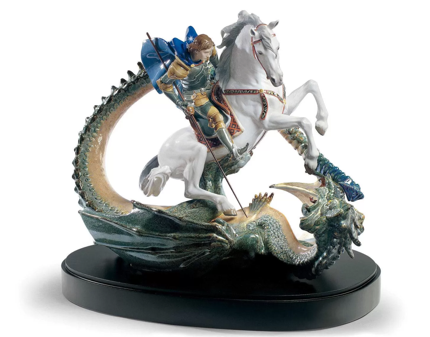 Lladró Saint George And The Dragon Sculpture. Limited Edition^ All Horses Sculptures