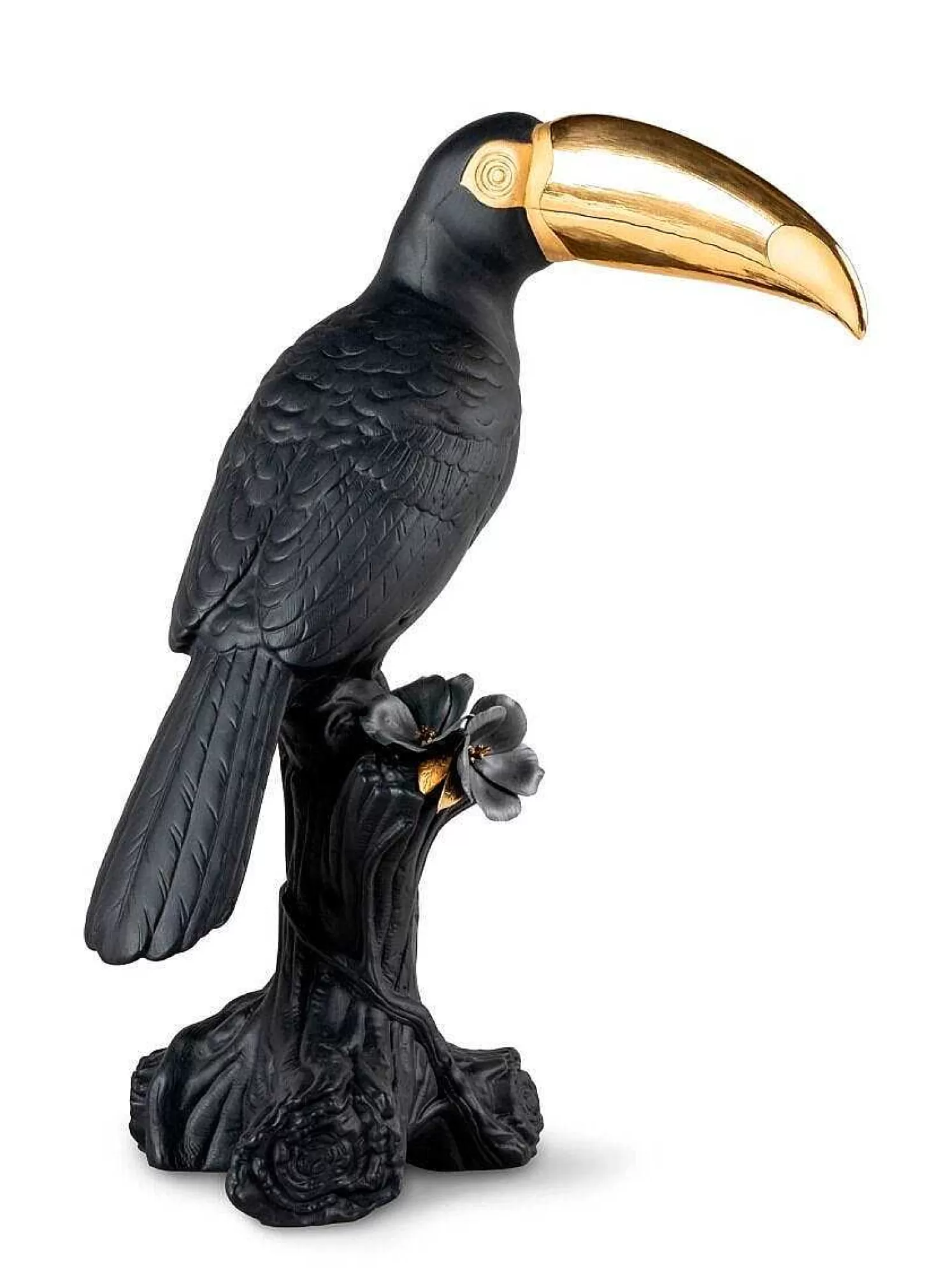 Lladró Toucan Sculpture. Black-Gold. Limited Edition^ Design