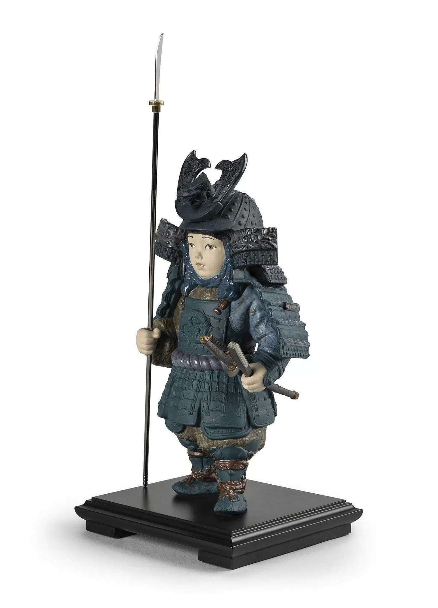 Lladró Warrior Boy Figurine. Blue^ Japanese Culture