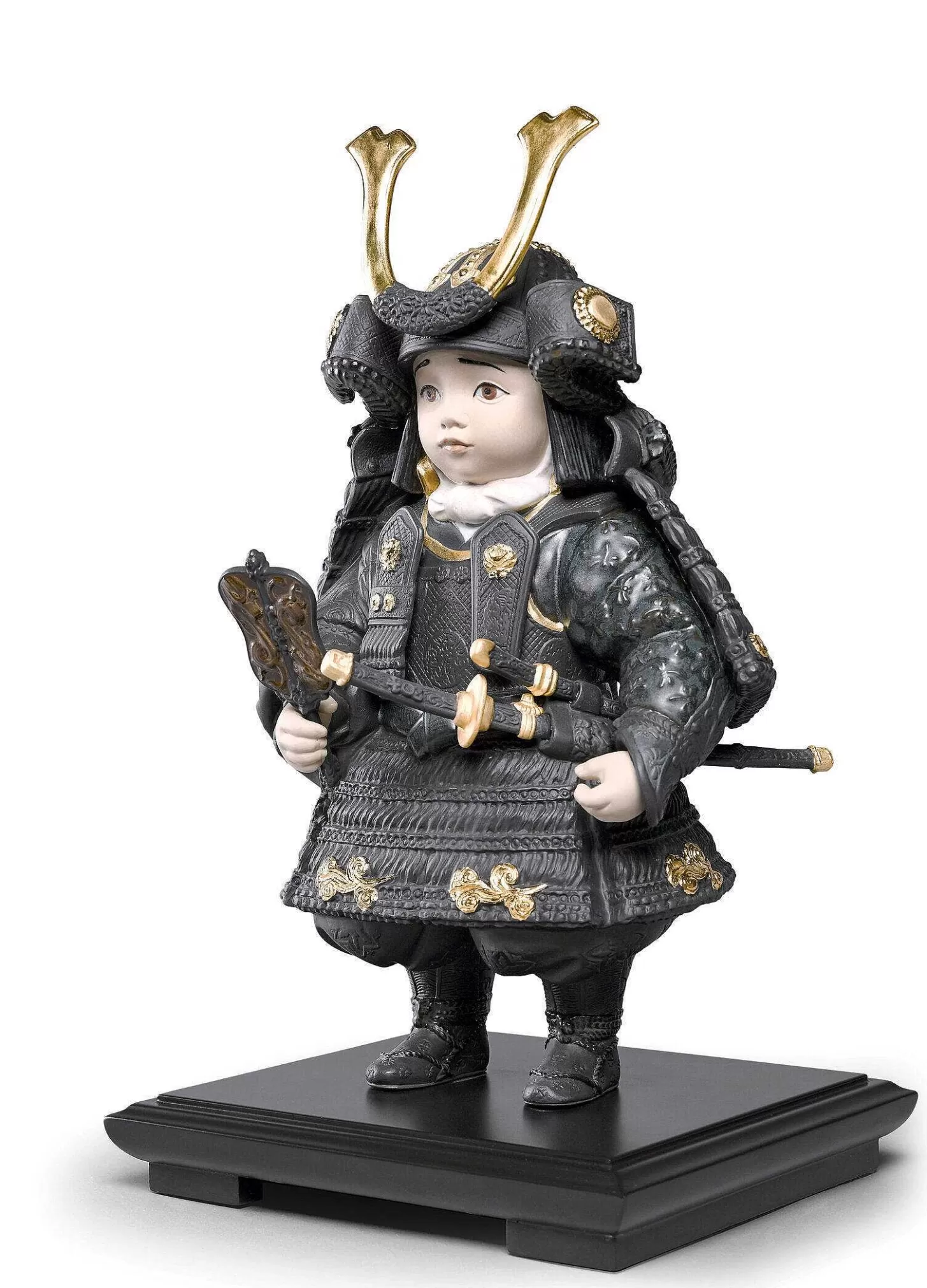 Lladró Warrior Boy Figurine. Golden Luster^ Japanese Culture