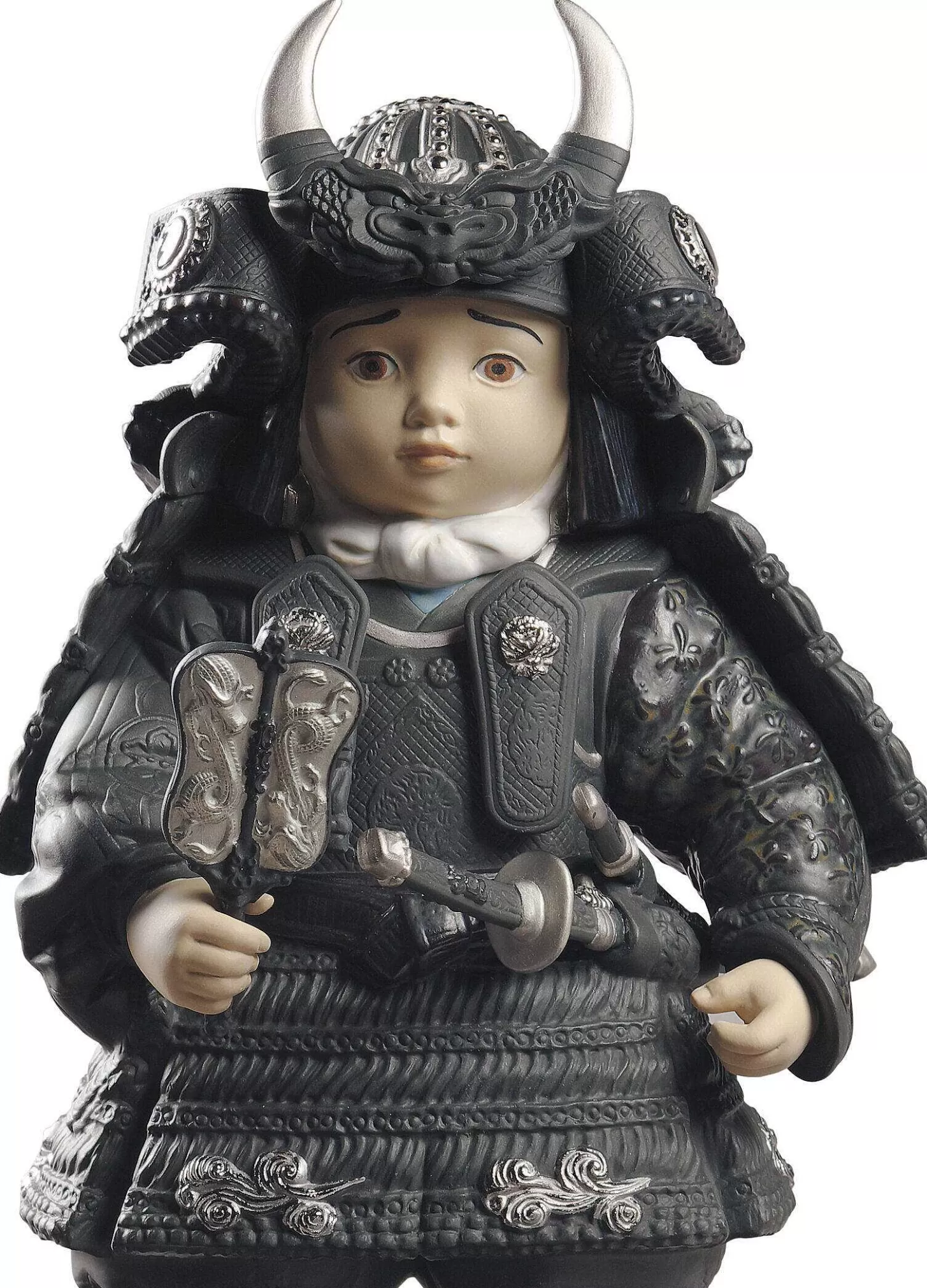 Lladró Warrior Boy Figurine. Silver Lustre. Limited Edition^ Japanese Culture