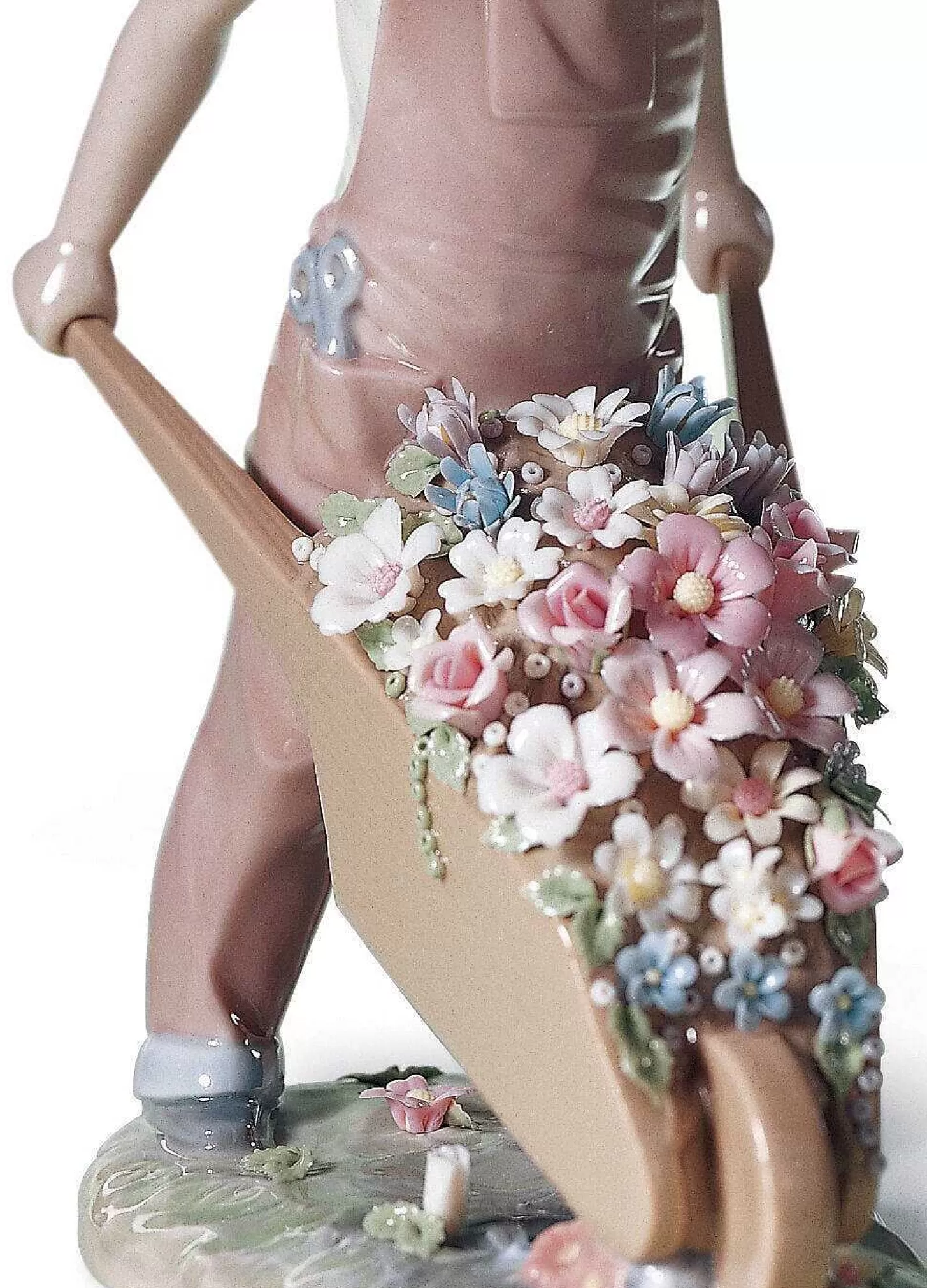 Lladró Wheelbarrow With Flowers Boy Figurine^ Children